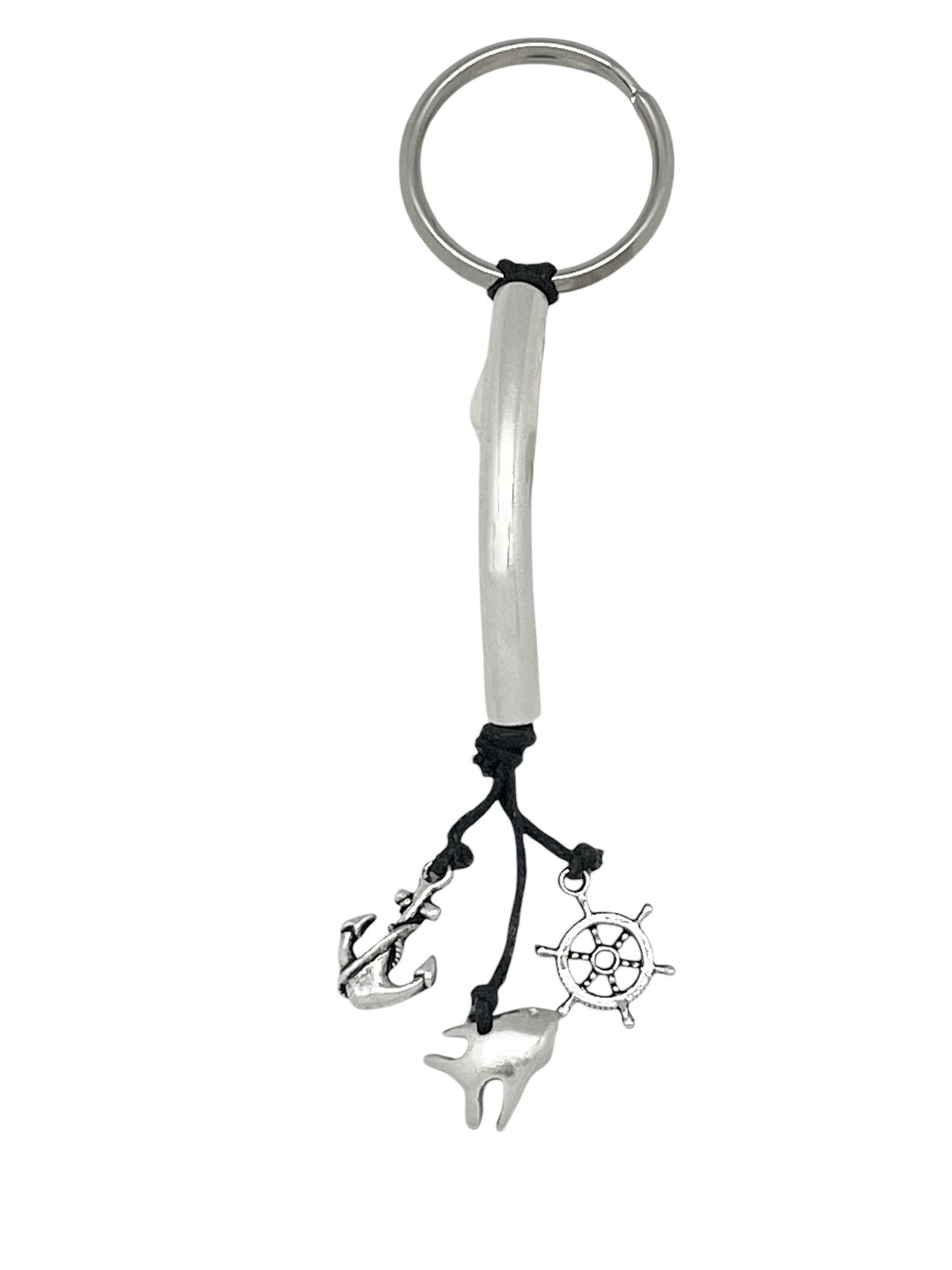 Llavero MiGuia eb negro y plata chapado