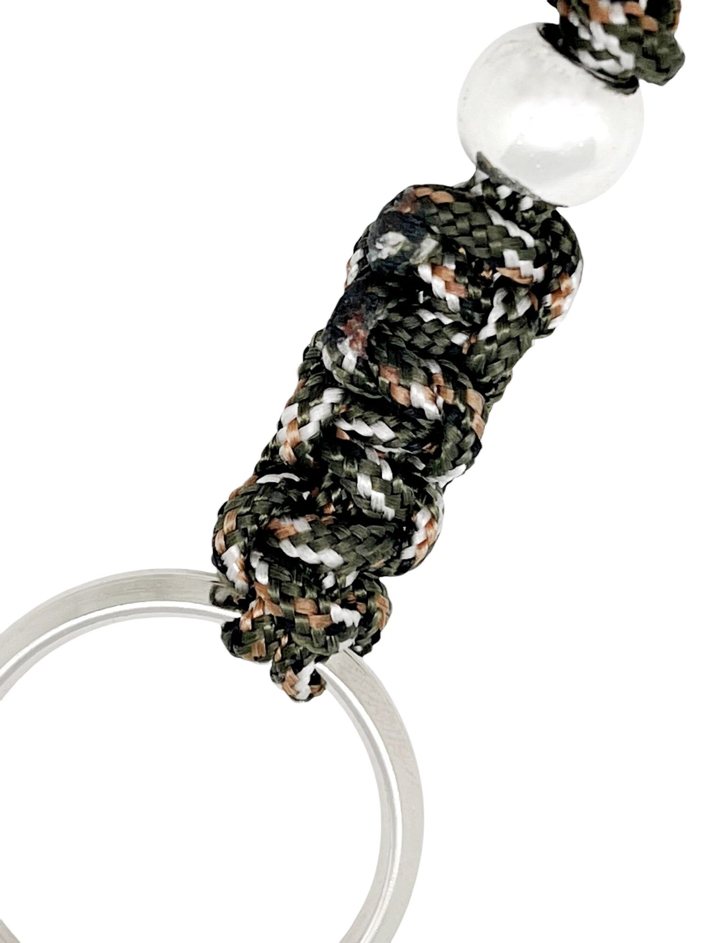 Llavero Péscame en paracord kaki haspeado y nudo cobra