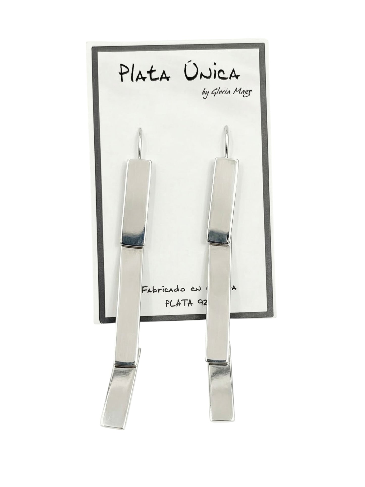 Pendiente Plata Única triple escama plata de ley 925 100%
