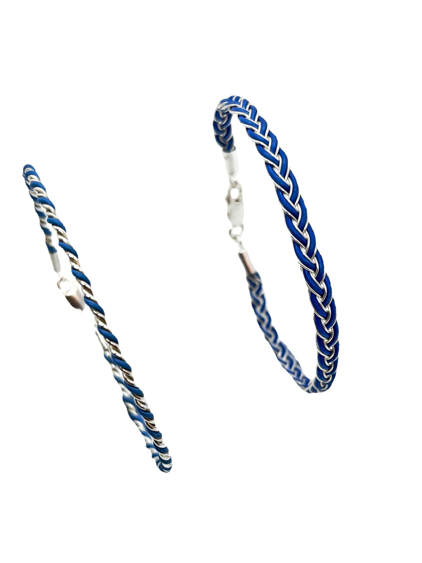 Conjunto de pulseras trenzadas plata 925 azul