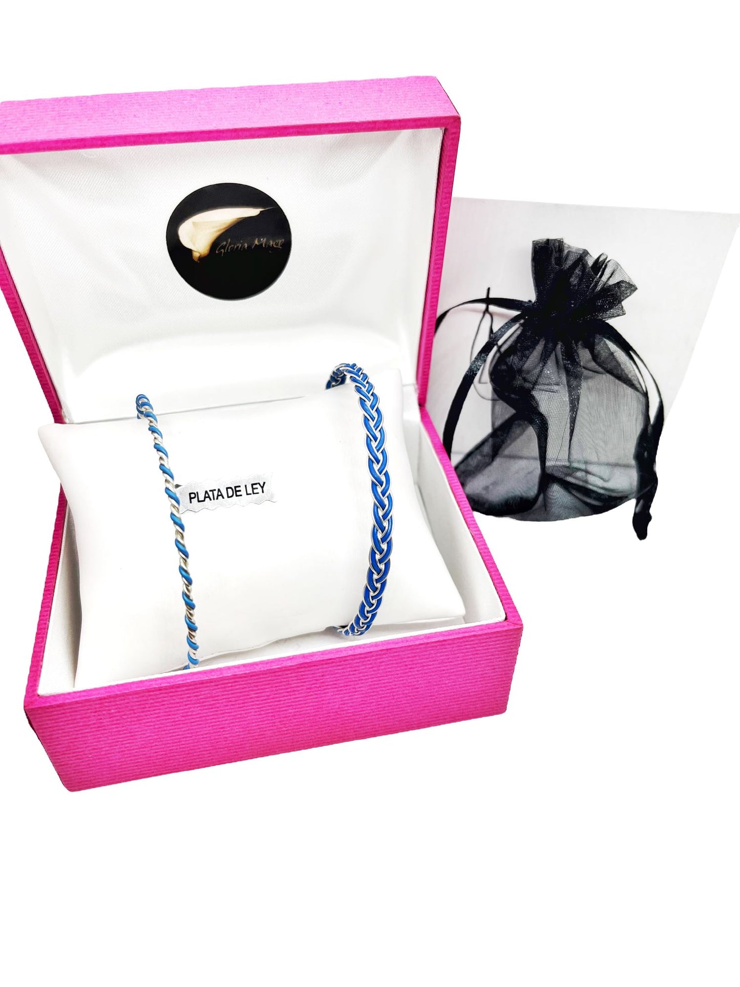 Conjunto de pulseras trenzadas plata 925 azul