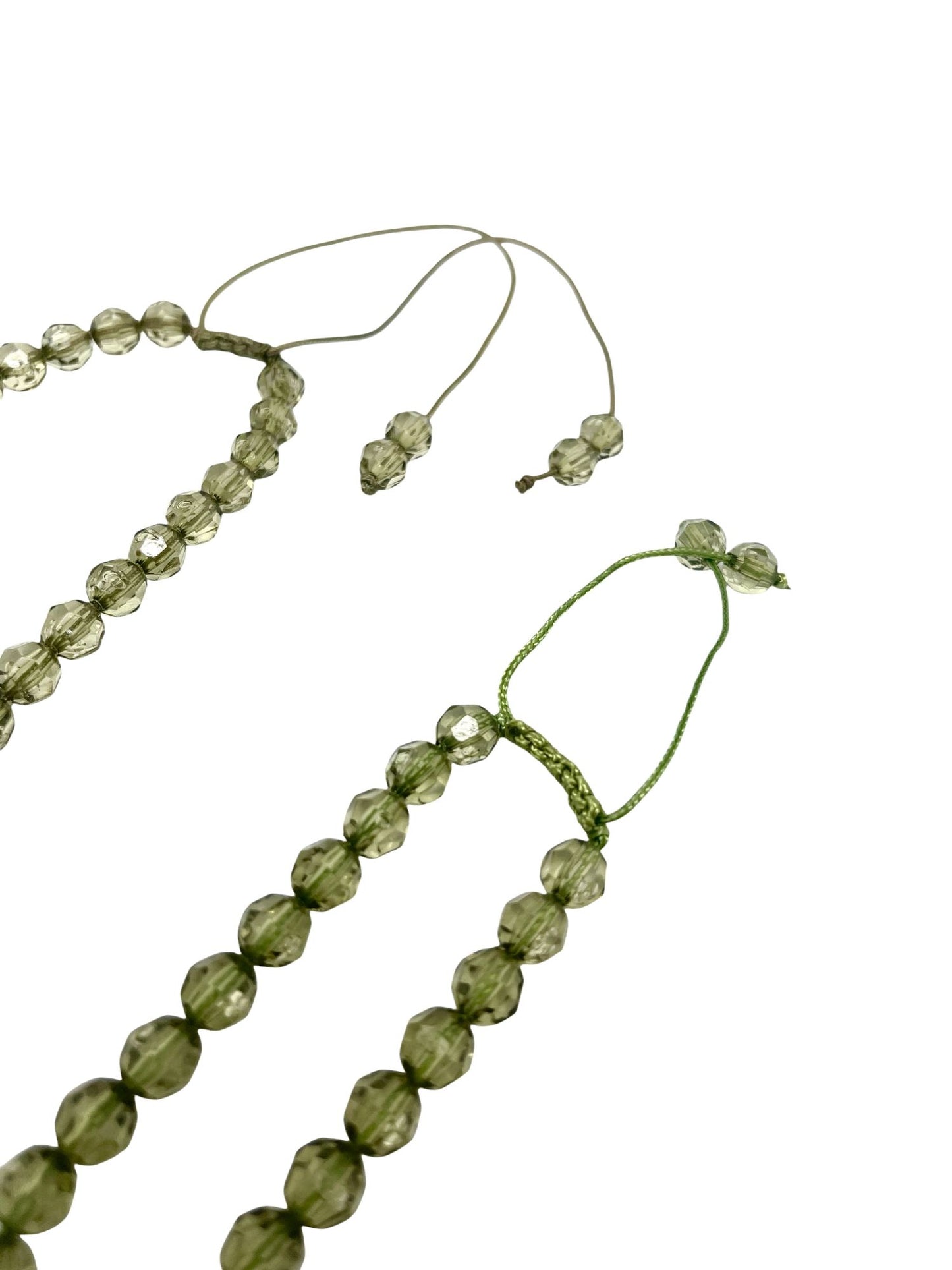 Conjunto collar y pulsera bolas facetadas en verde. Ajustable