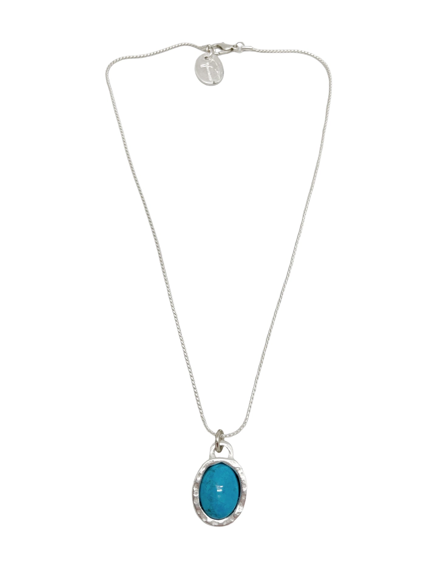 Conjunto collar y pendiente en turquesa natural y plata chapado