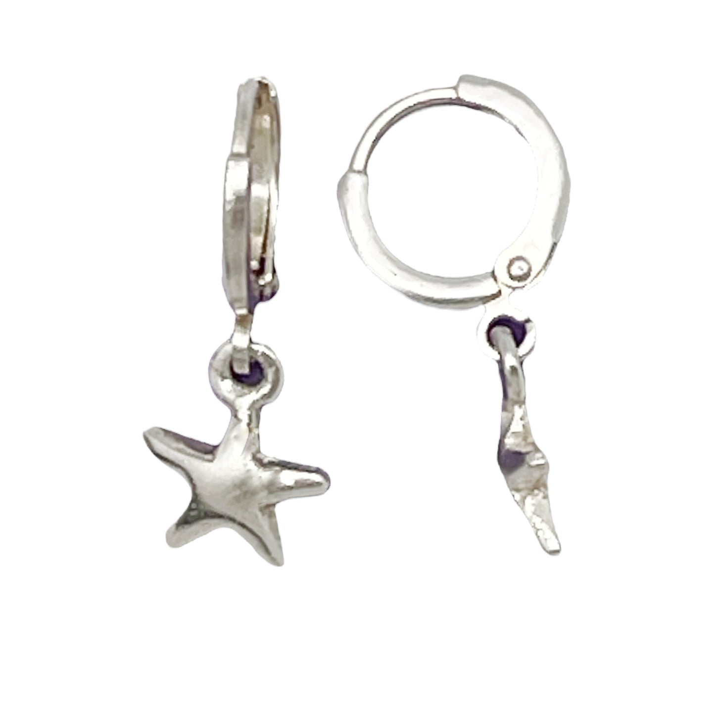 Conjunto estrella, pulsera charms y pendiente aro en plata chapado