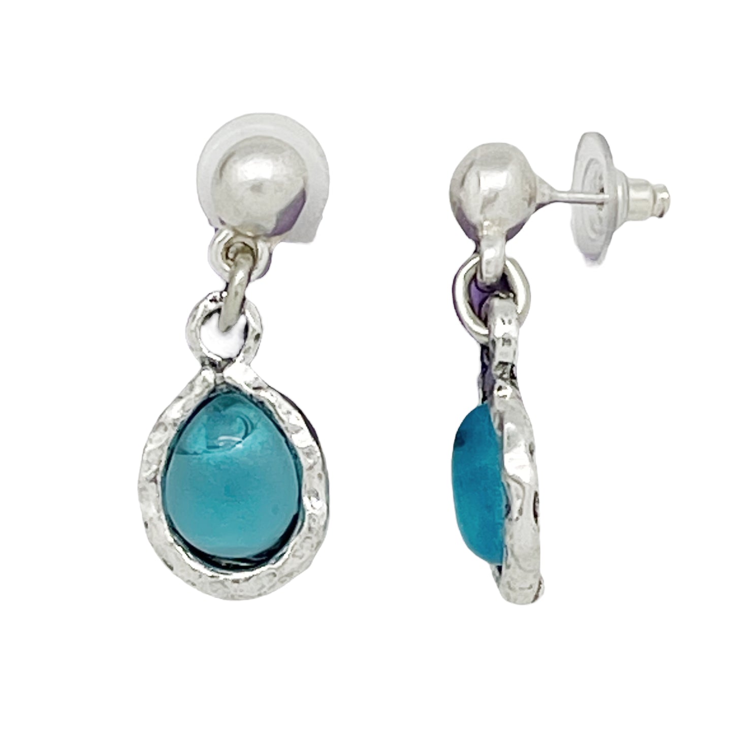 Conjunto collar y pendientes chapado plata y cristal azul