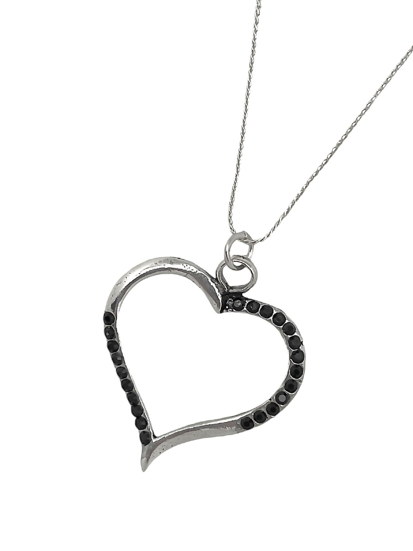 Collar Cuore negro en plata 7-10 micras
