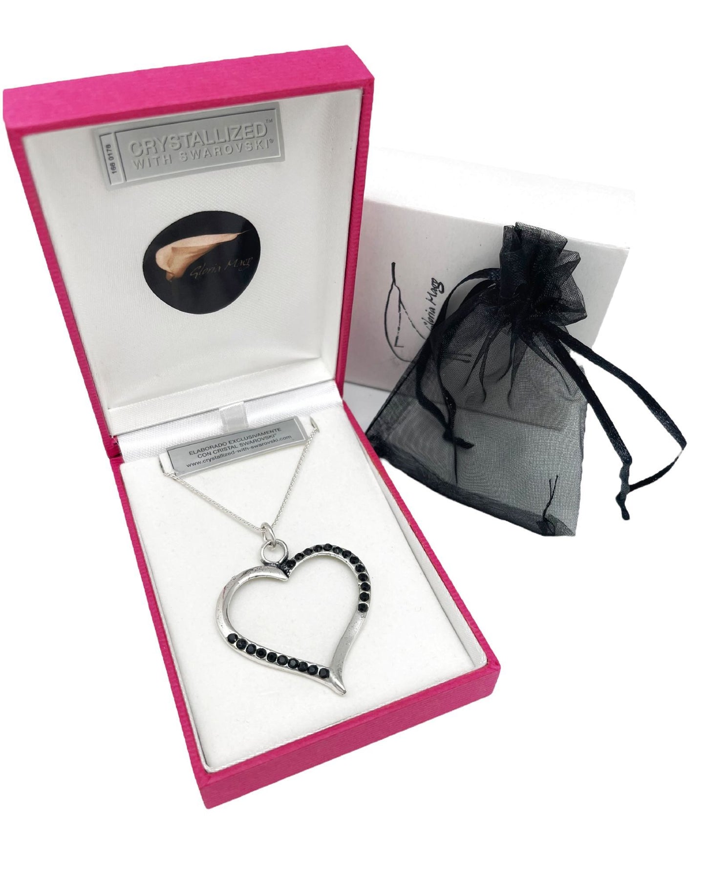Collar Cuore negro en plata 7-10 micras