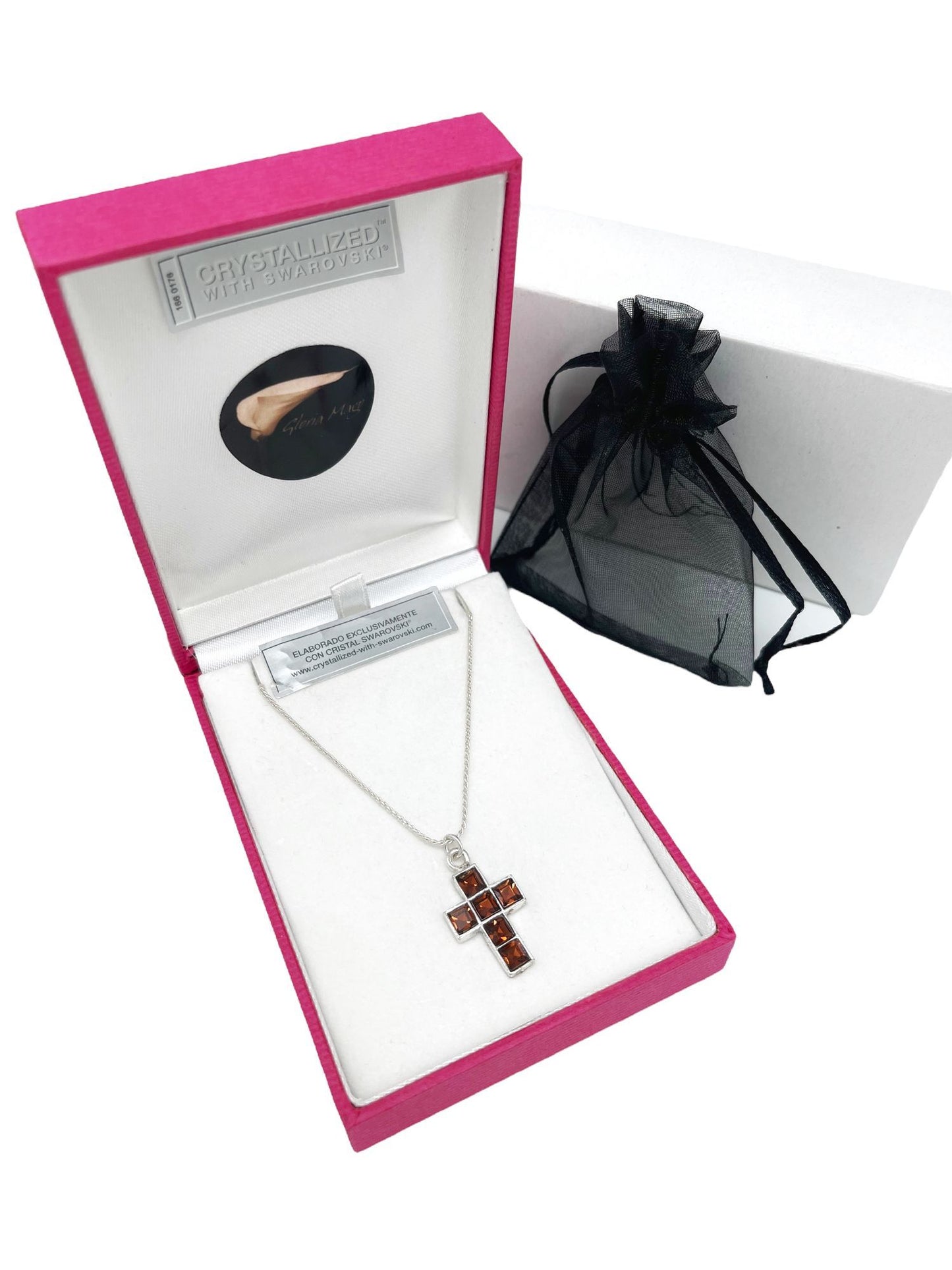 Collar Cruz2 en marrón y plata