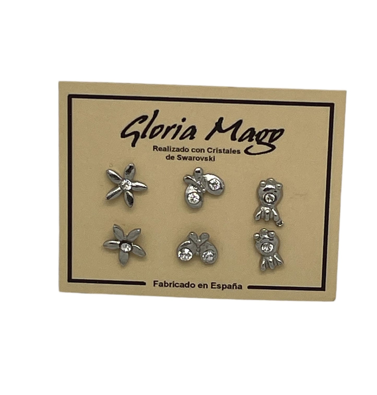 3 pares de pendiente mini en cristal