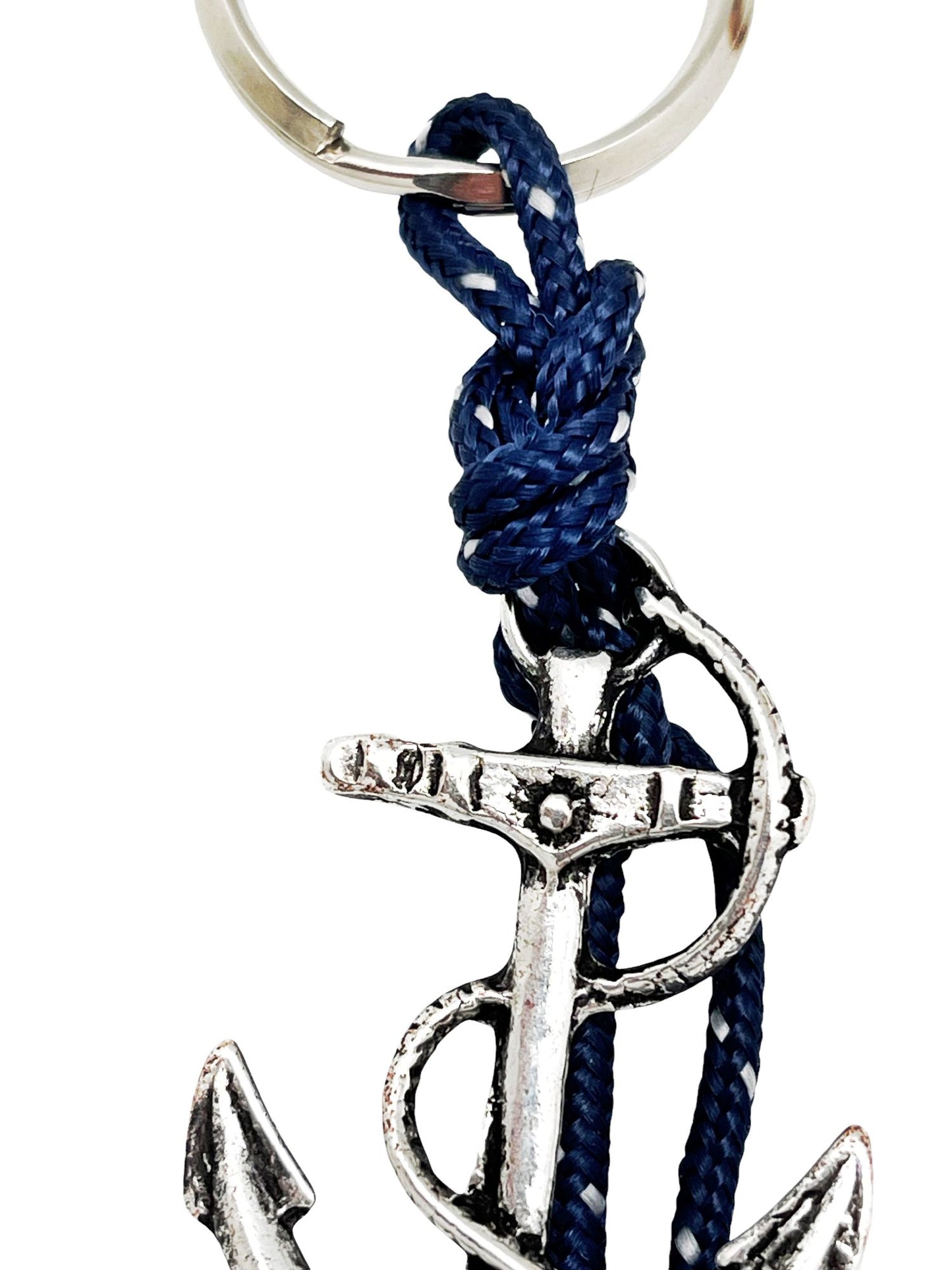 Conjunto pulsera y llavero Marinero en paracord azul jaspe