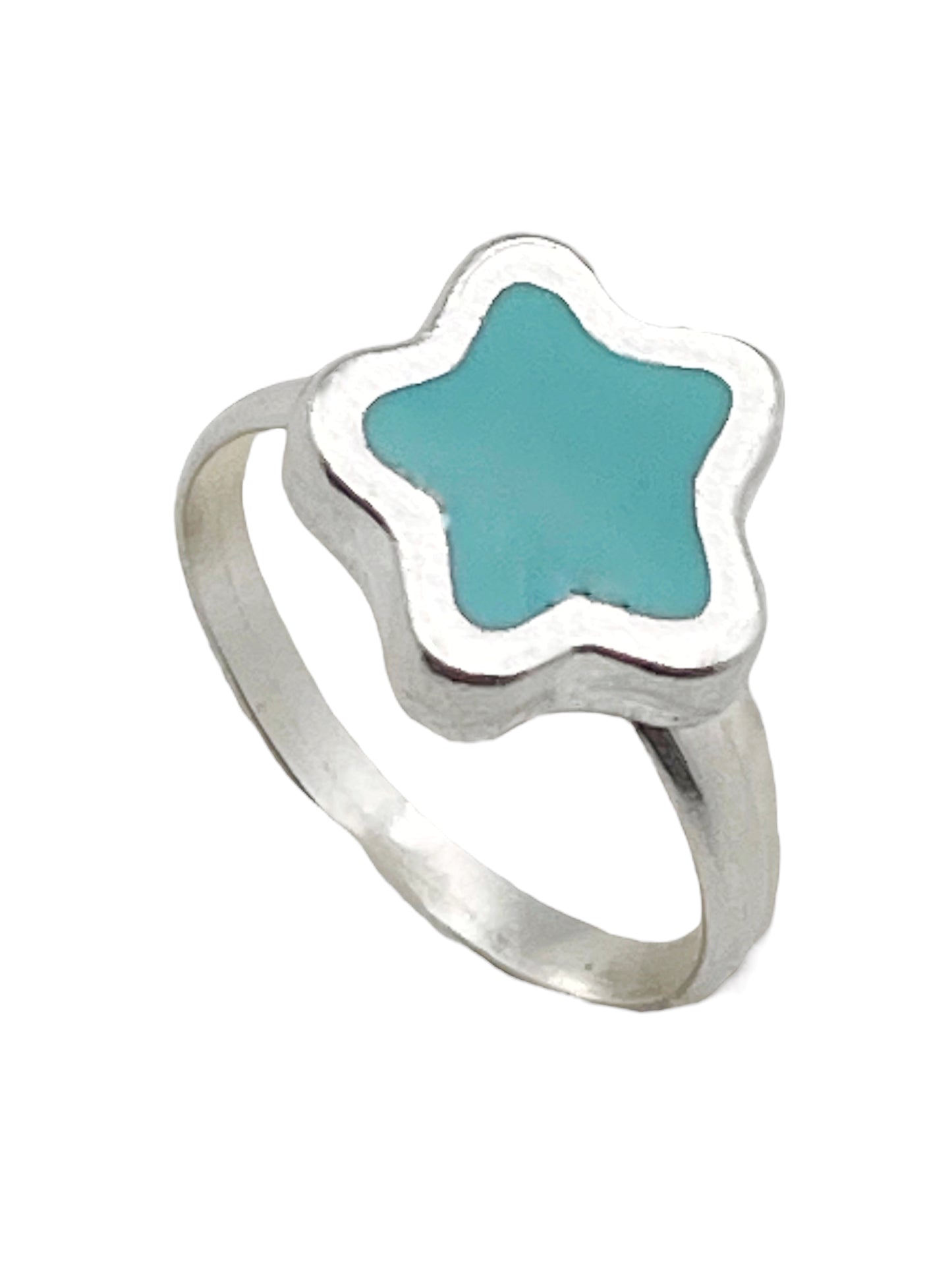 Conjunto Colors Flor Pulsera y anillo plata 10µ Azul celeste