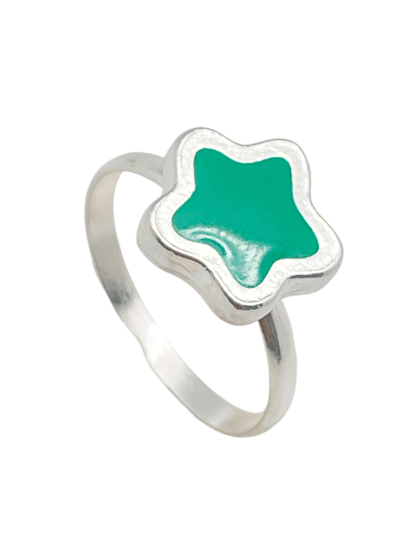 Conjunto Colors Flor Pulsera y anillo plata 10µ Verde