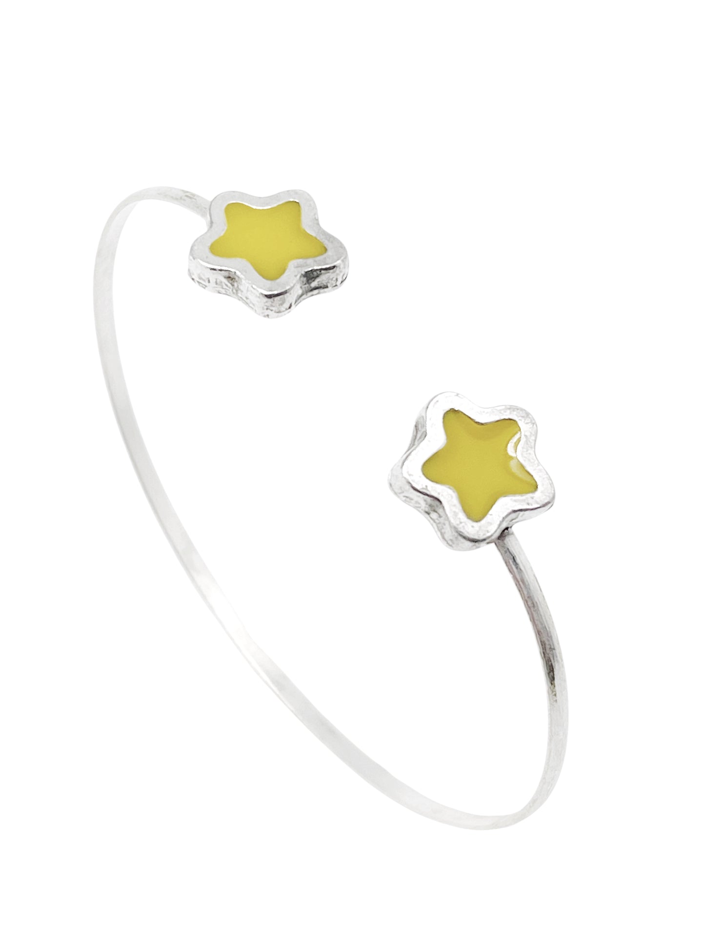 Conjunto Colors Flor Pulsera y anillo plata 10µ Mostaza