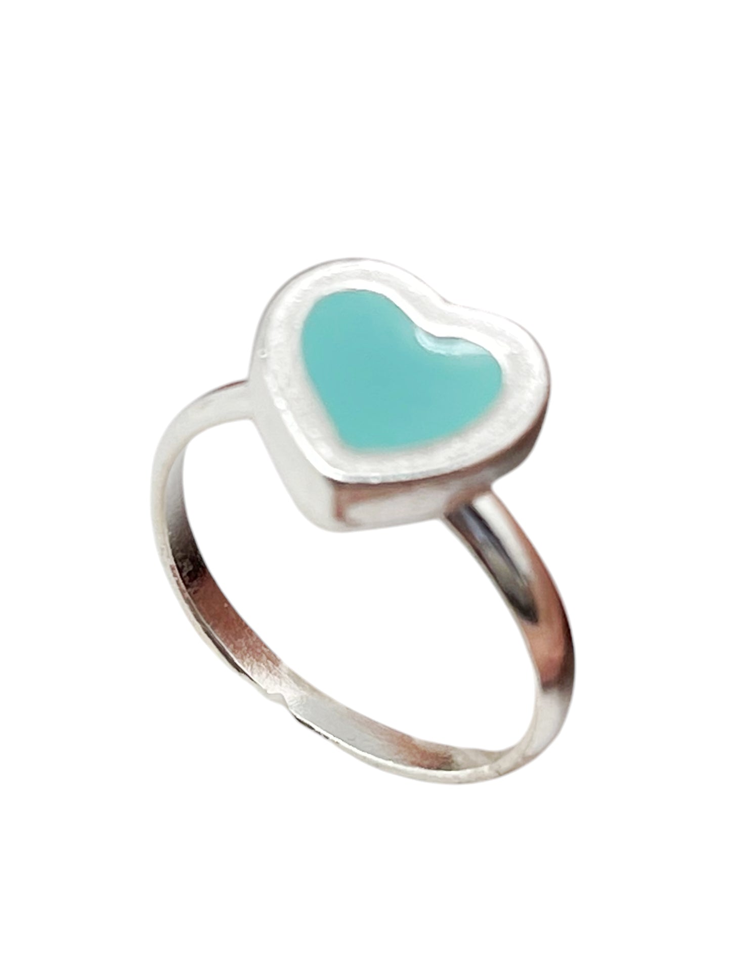 Conjunto Colors Corazón Pulsera y anillo plata 10µ Azul Celeste