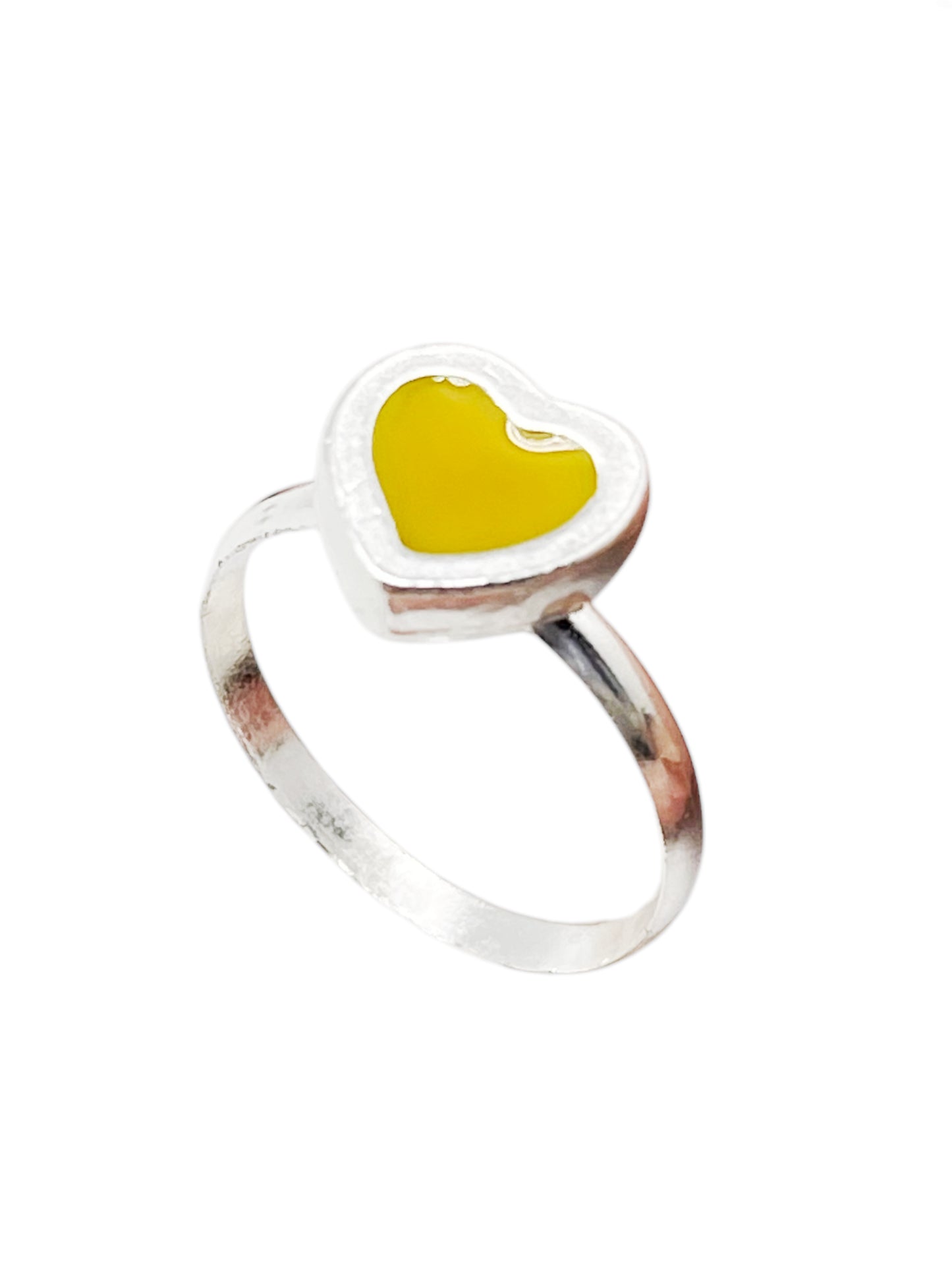 Conjunto Colors Corazón Pulsera y anillo plata 10µ Mostaza