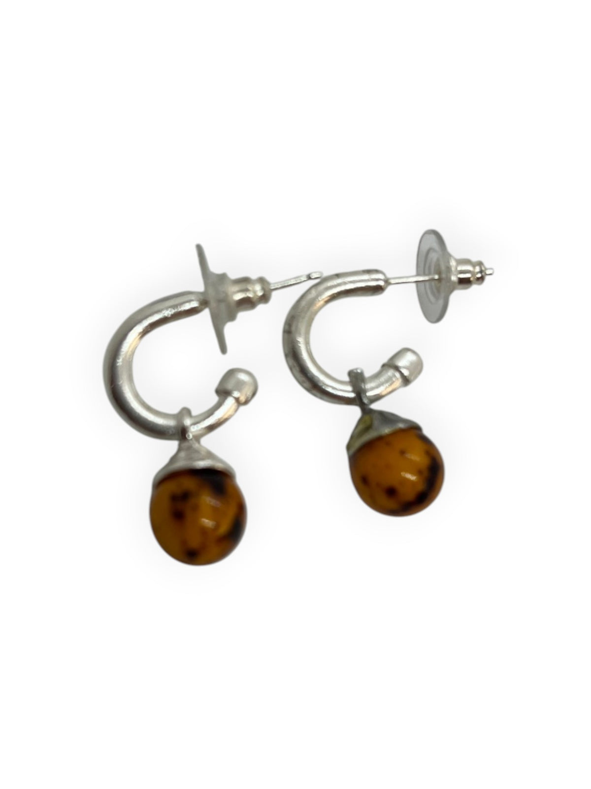 Pack aros pequeño y bola colgante plata chapado y bolas en negro y jaspeado