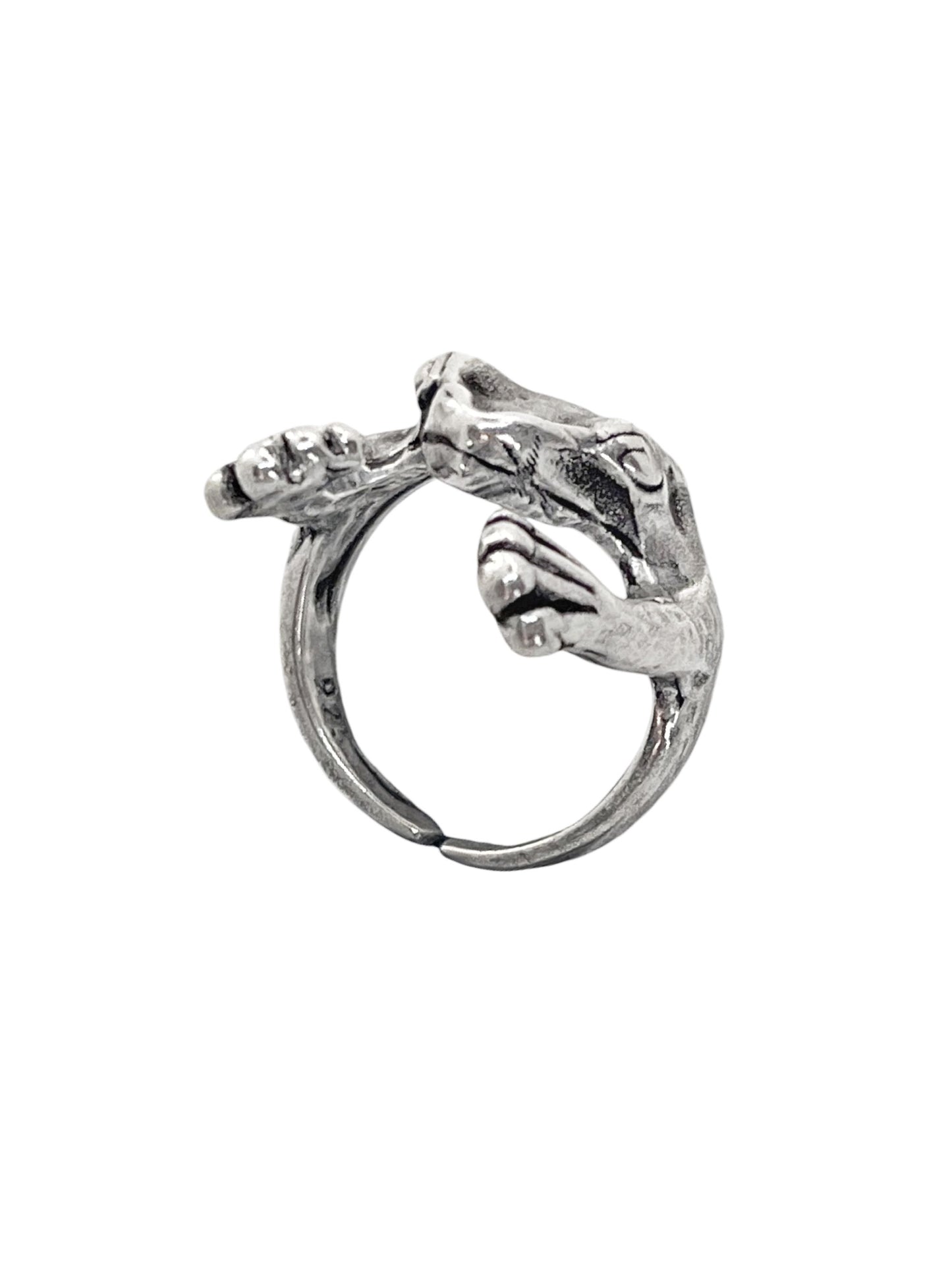 Anillo "Abrazo de rana" plata 7 micras envejecido. Talla 15