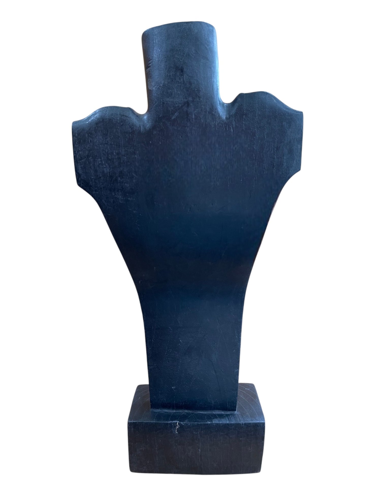 Expositor busto-pedestal tallado manual madera exotica negro