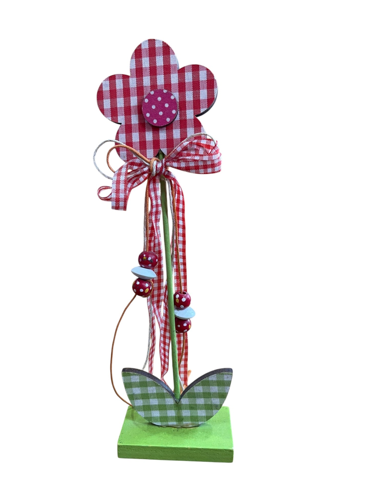Pinza flor Anuncio decoración madera 3D colgantes en textil y madera.Artesanal