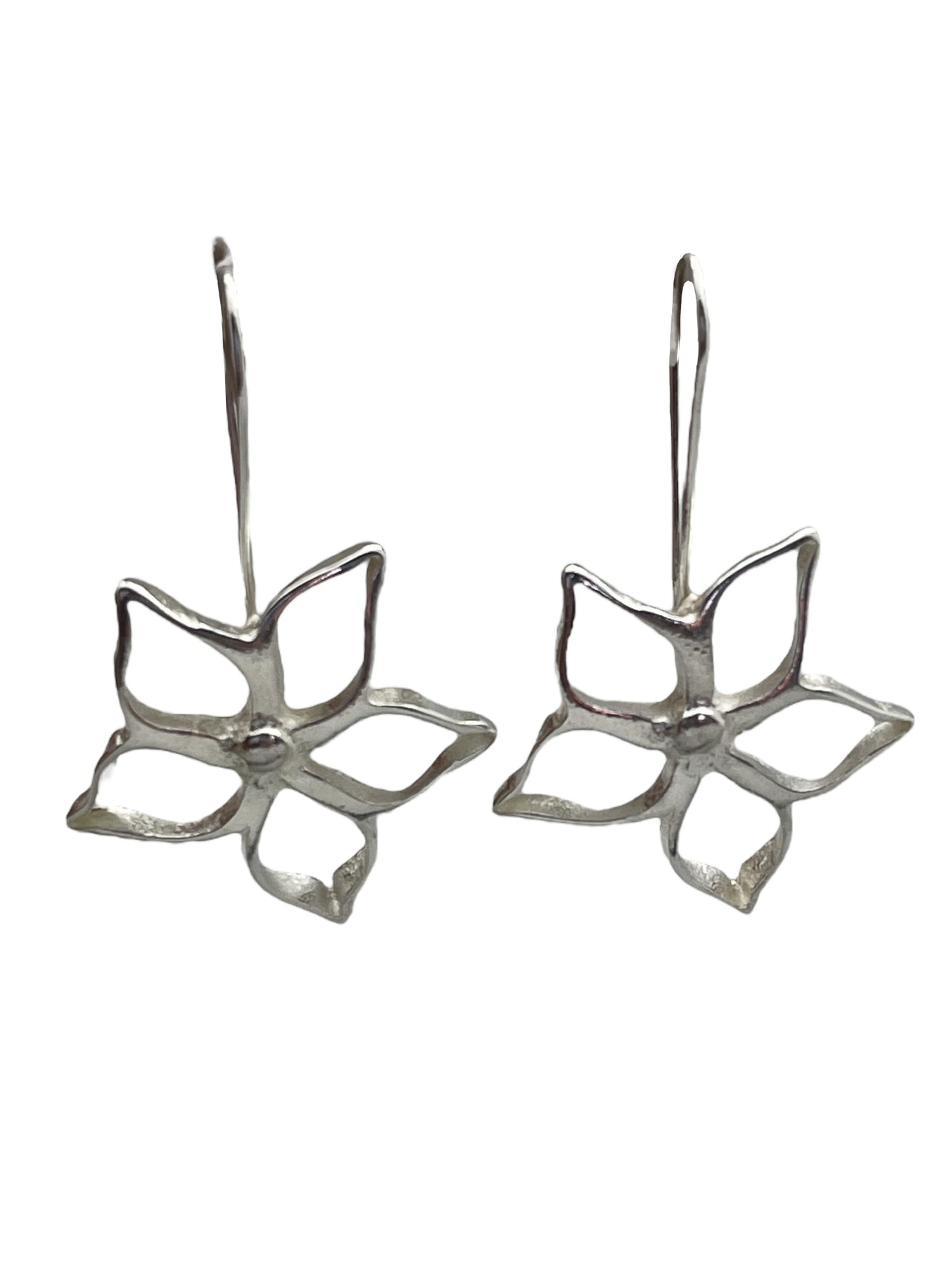 pendiente flor gancho plata calidad moda Gloria Mago fashion