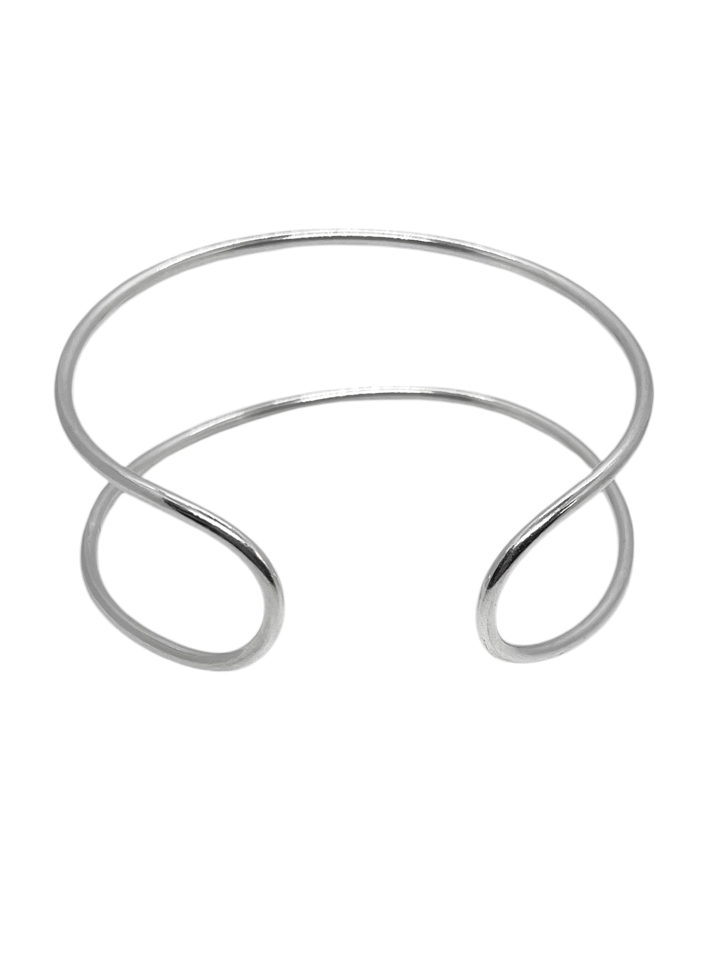 Brazalete doble aro en latón plata 10µ multiposición ajustable