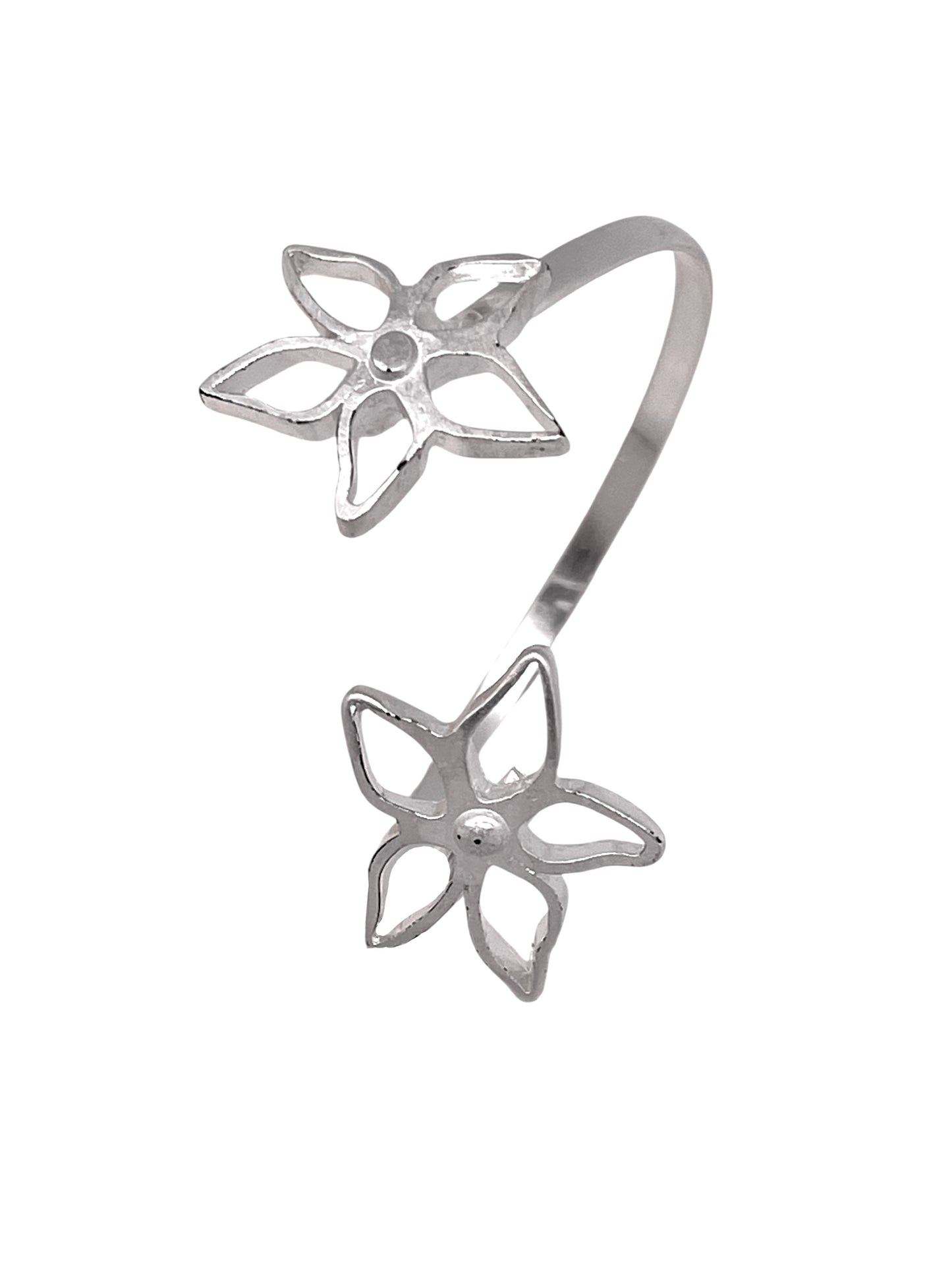 Pulsera brazalete doble flor lat
on chapado plata de ley Gloria Mago diseño Madrid exclusivo
