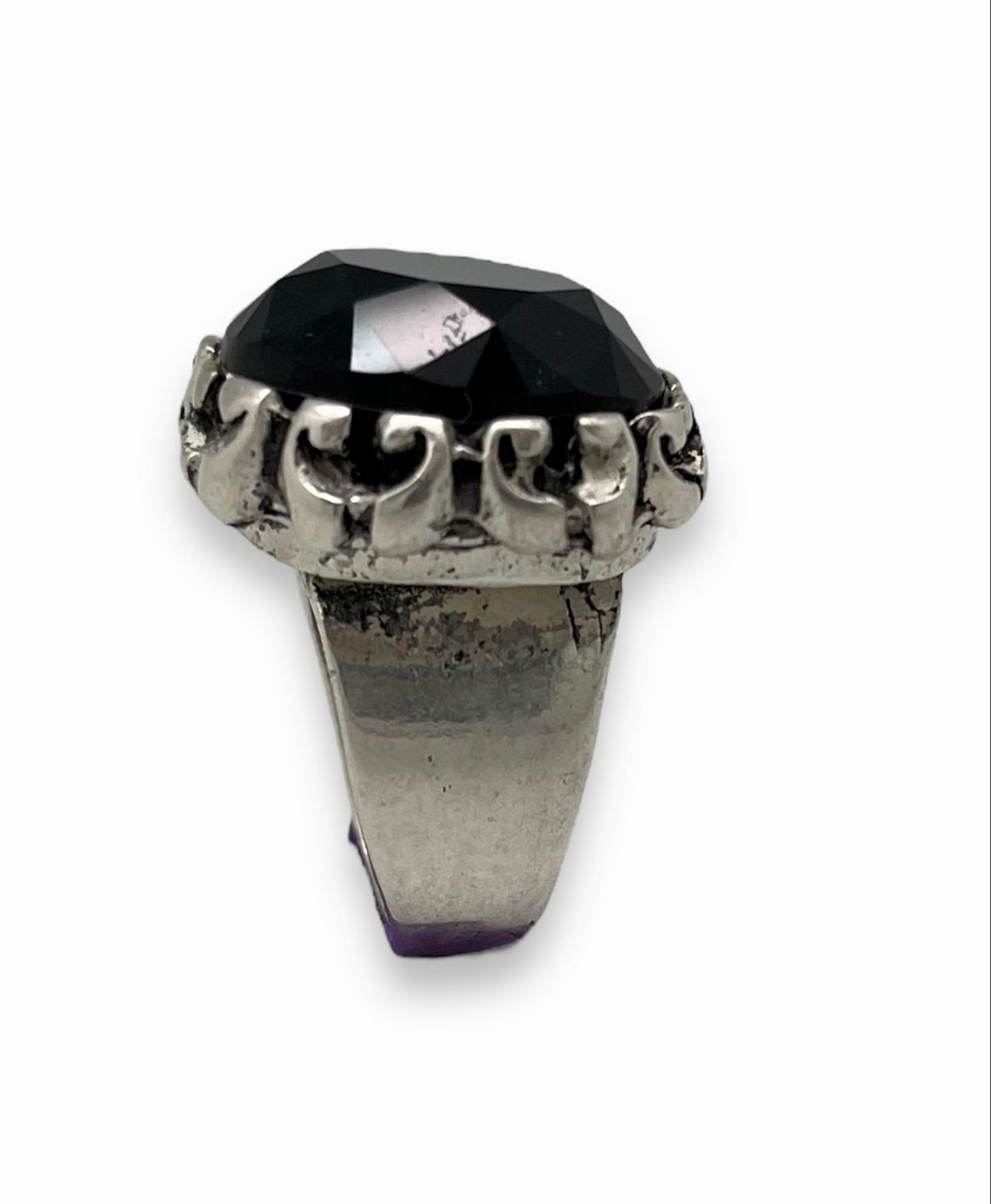 Anillo solitario Daiya plata cristal negro T14