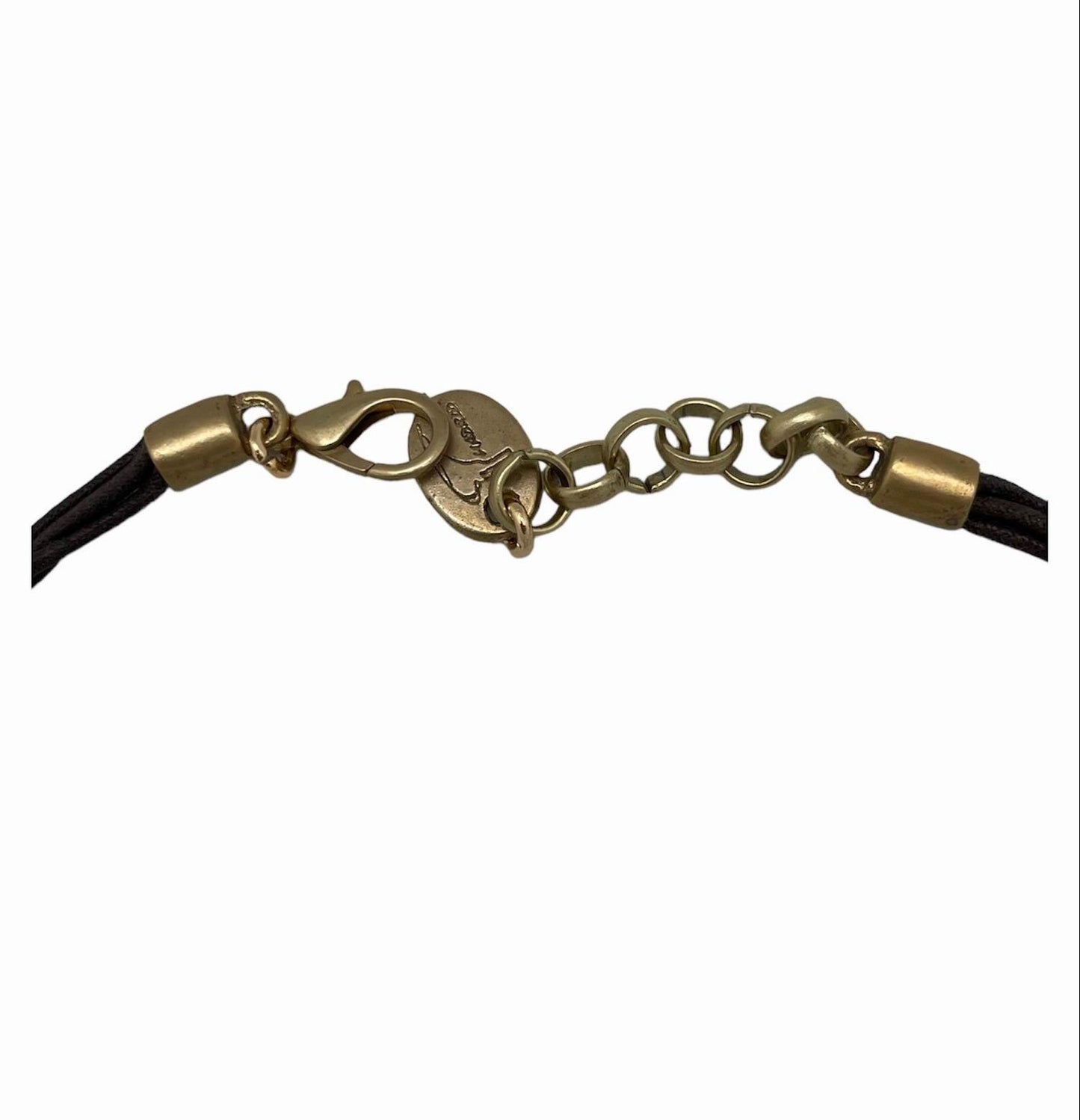 Gargantilla dorado y cordón marrón chapado 3Links 40cm