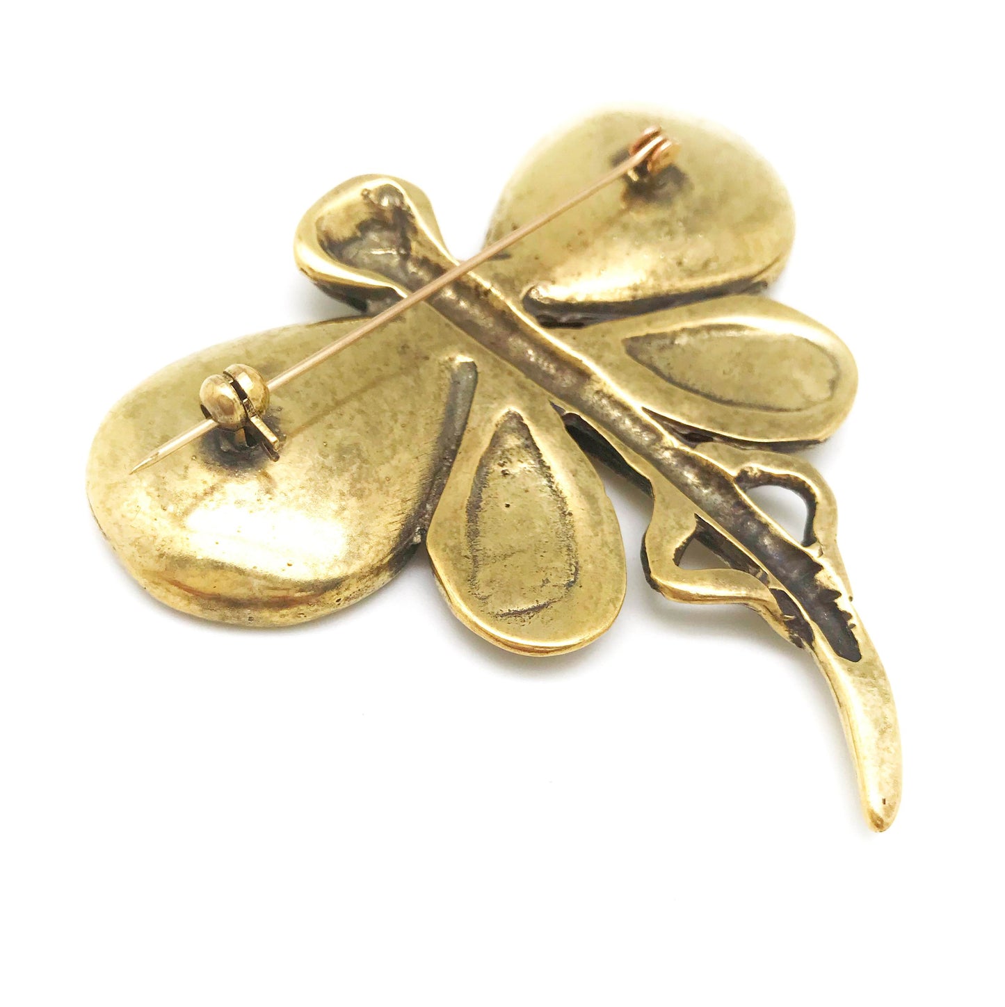 Broche libélula dorado zamak chapado 7.5cm