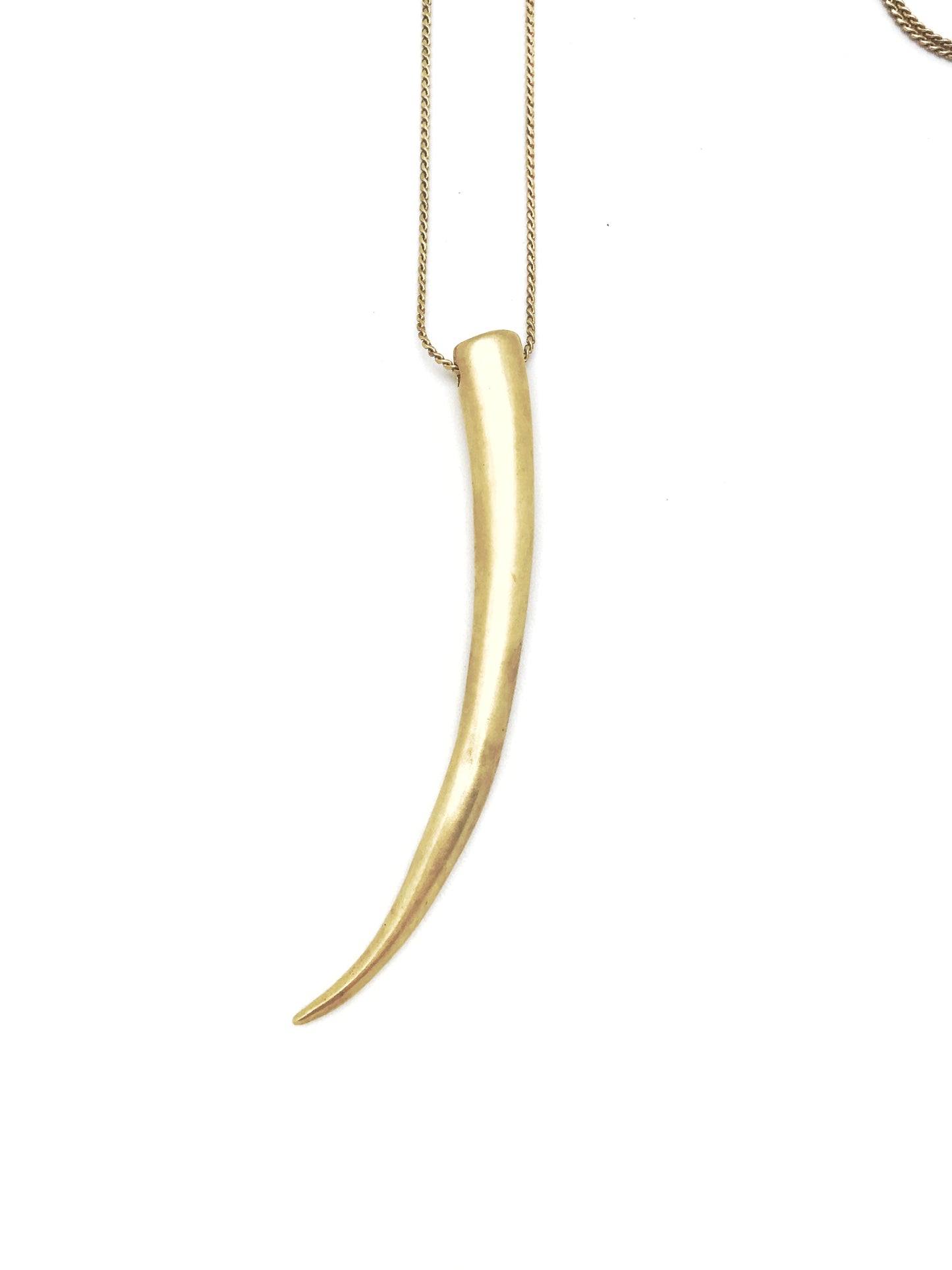 Golden long horn tusk necklace 80cm