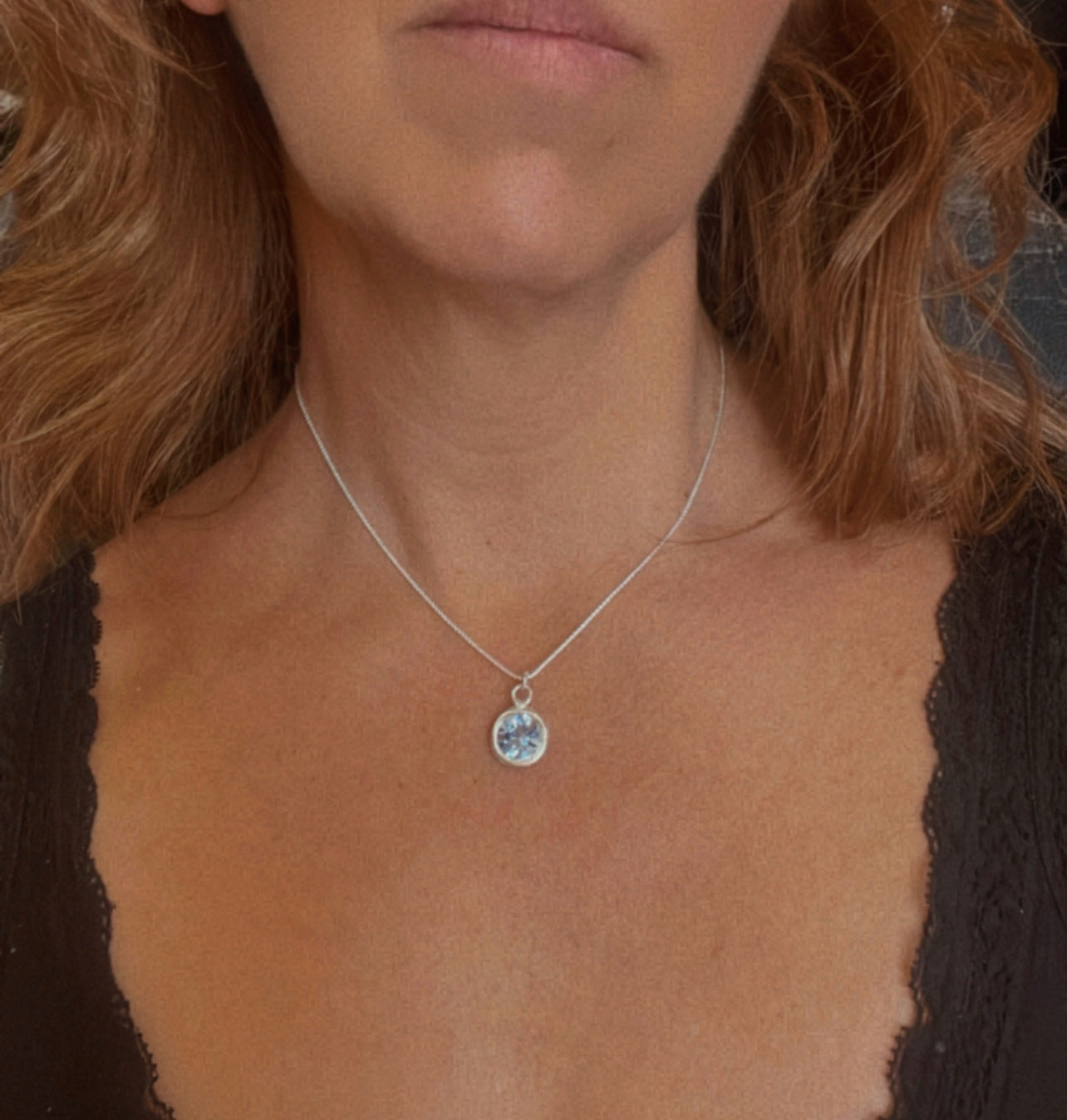 Collar colgante cristal Sw azul