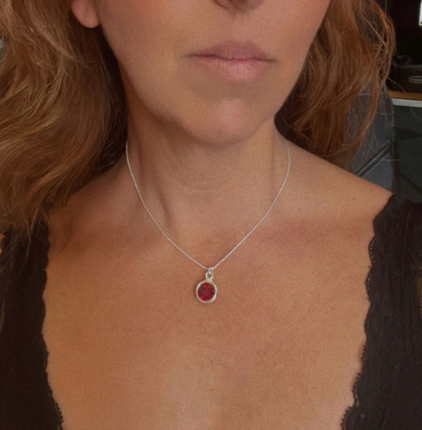 Collar colgante cristal Sw rojo