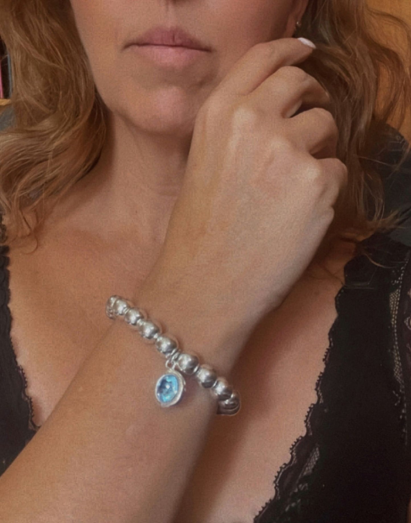 Pulsera eslastica cristal Sw azul
