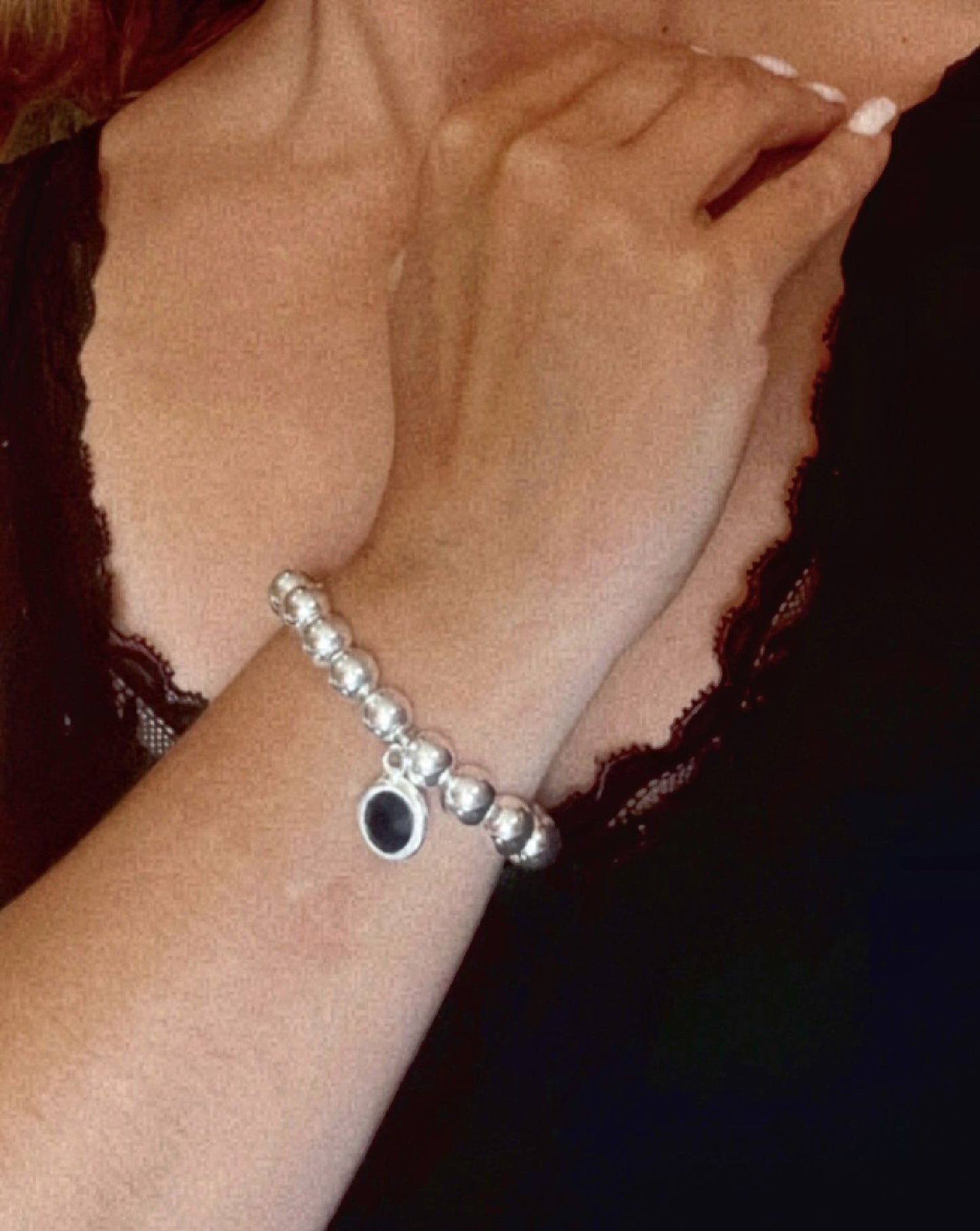 Pulseira elástica de cristal SW preta