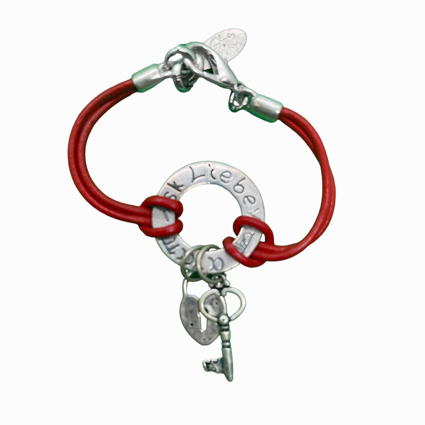 Pulsera Love Idiomas plata y rojo