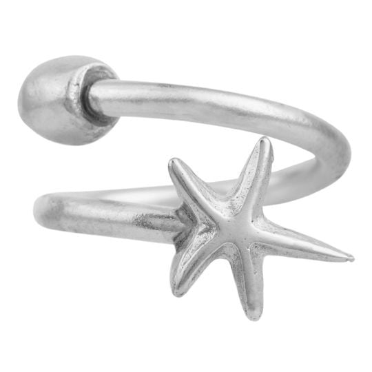 Anillo estrella plata925 zamak chapado ajustable