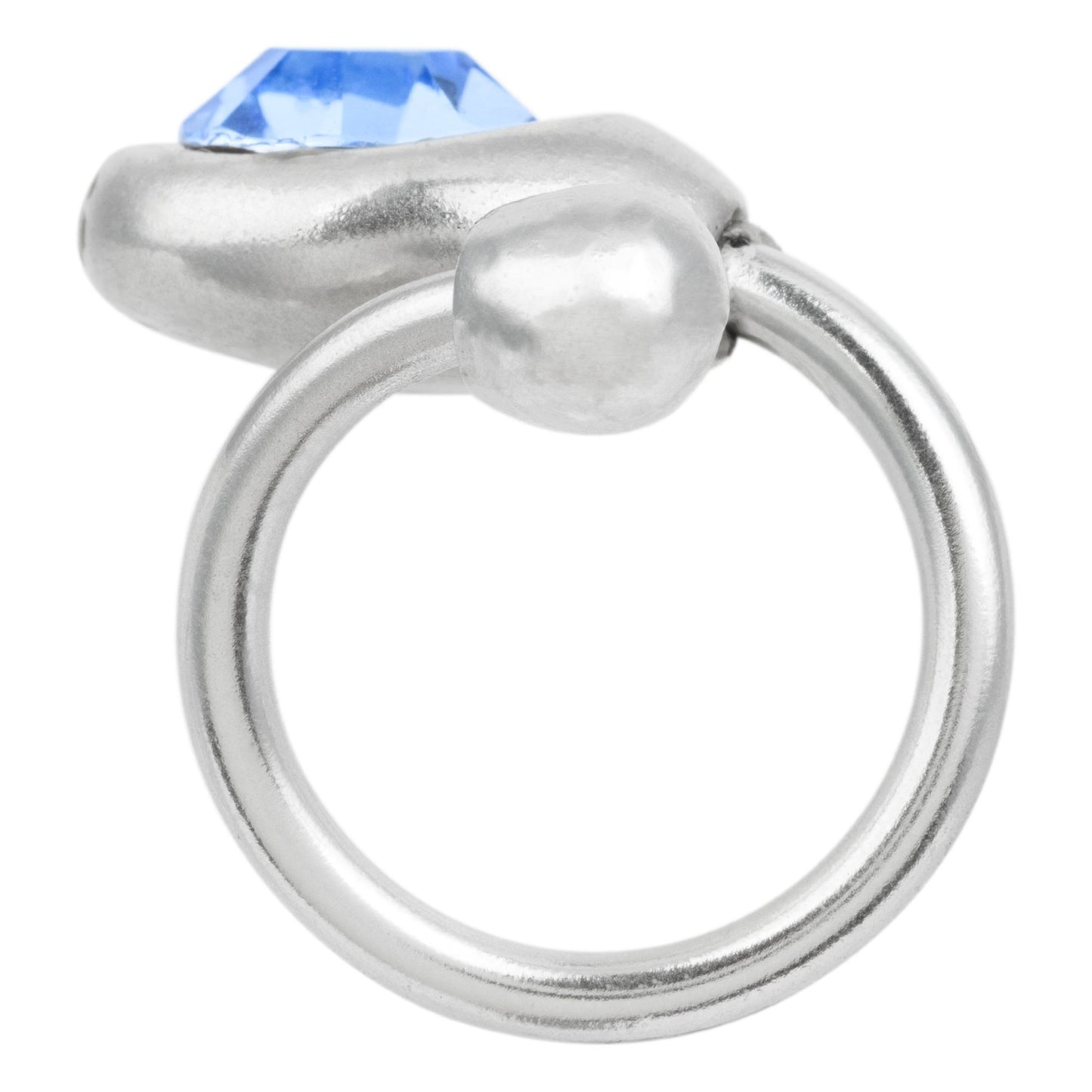 Anel-Cristal azul Swarovski banhado a prata925