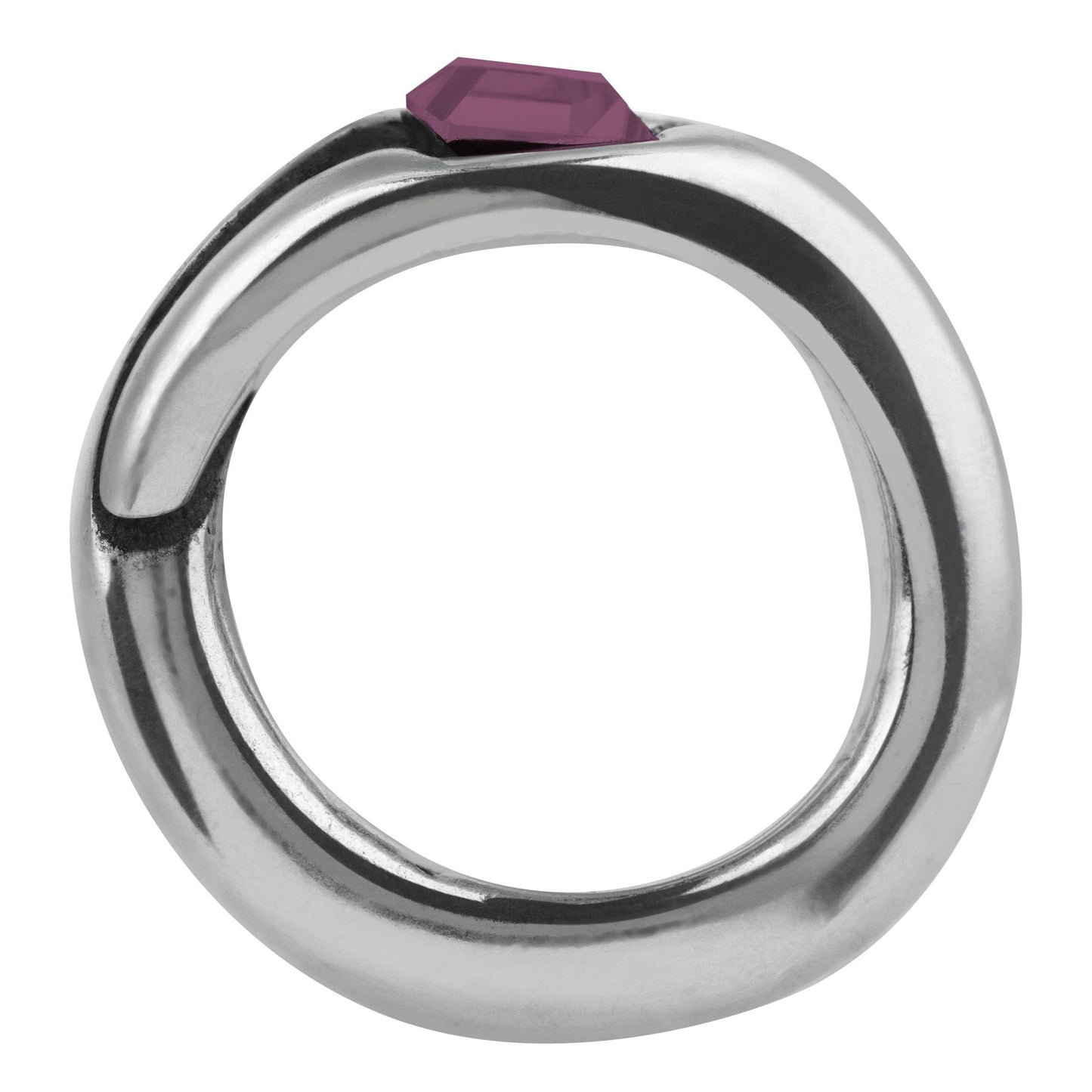 Anel-Swarovski quadrado ametista banhado a prata925