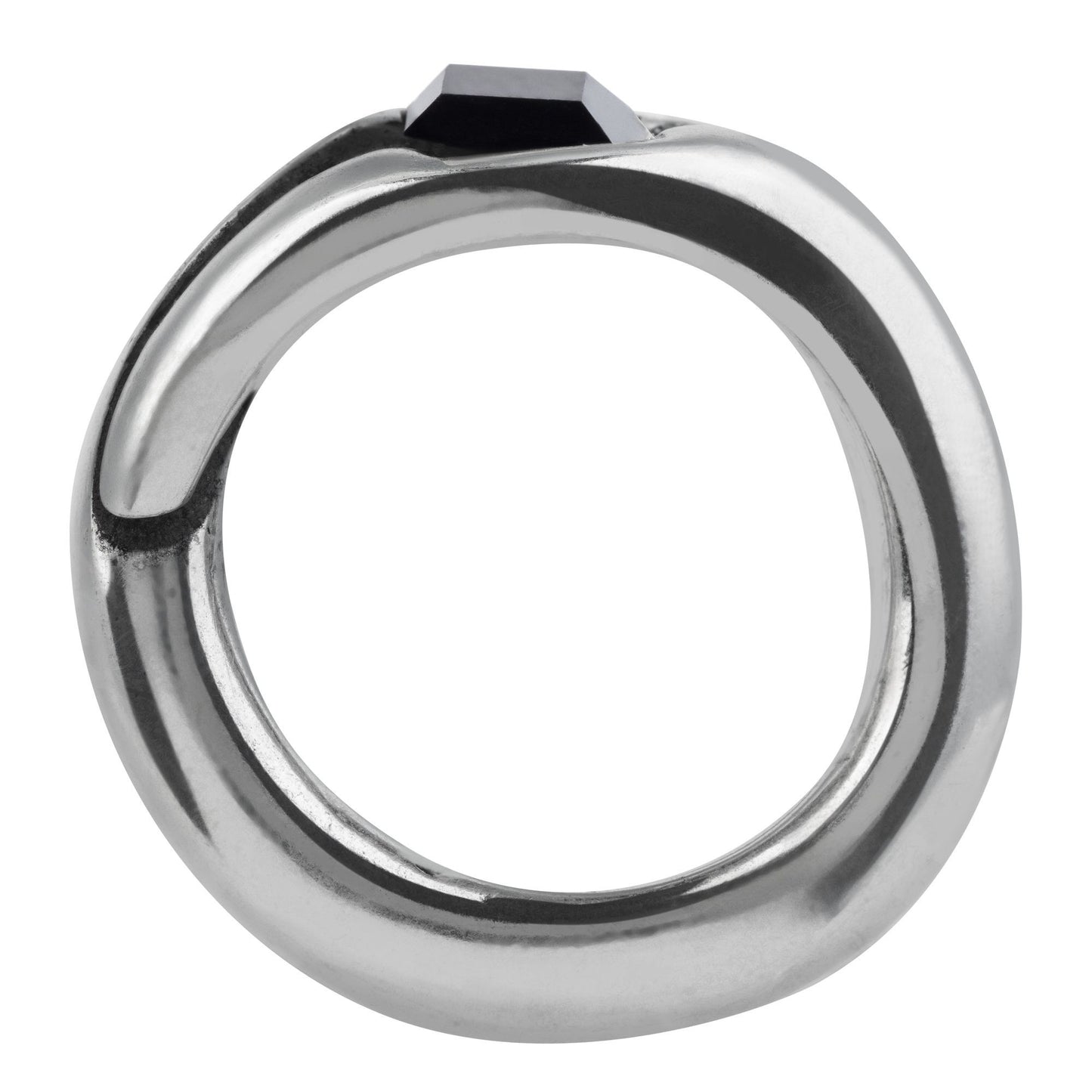 Anel-Swarovski cristal preto banhado a prata 925