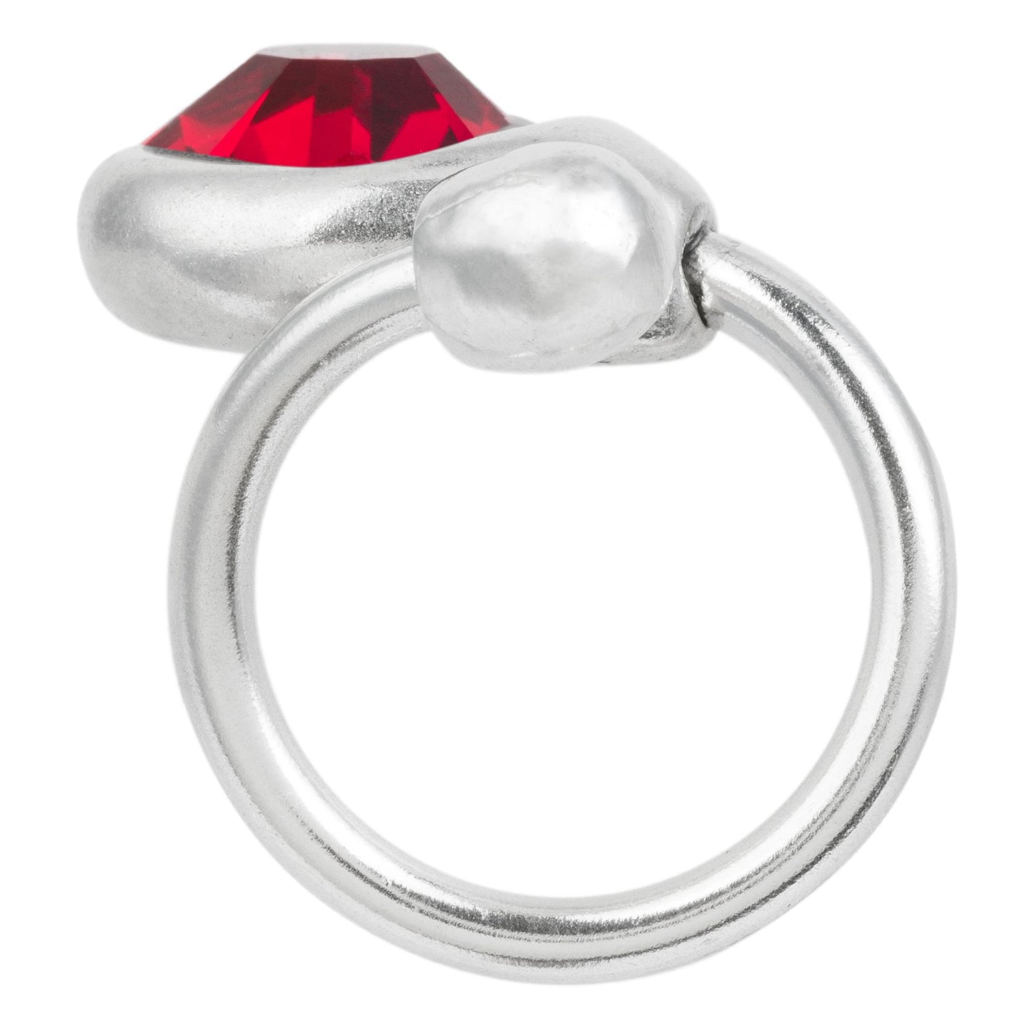 Anillo-Swarovski cristal rojo plata925 chapado