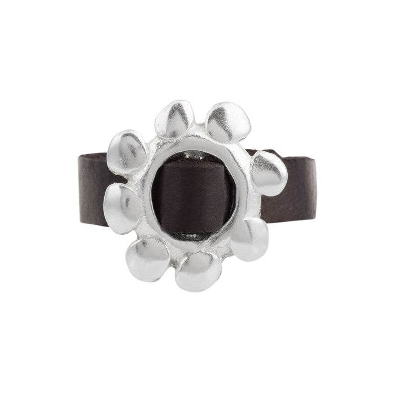 Anillo hebilla plata925 chapado piel negro "Cadmi"