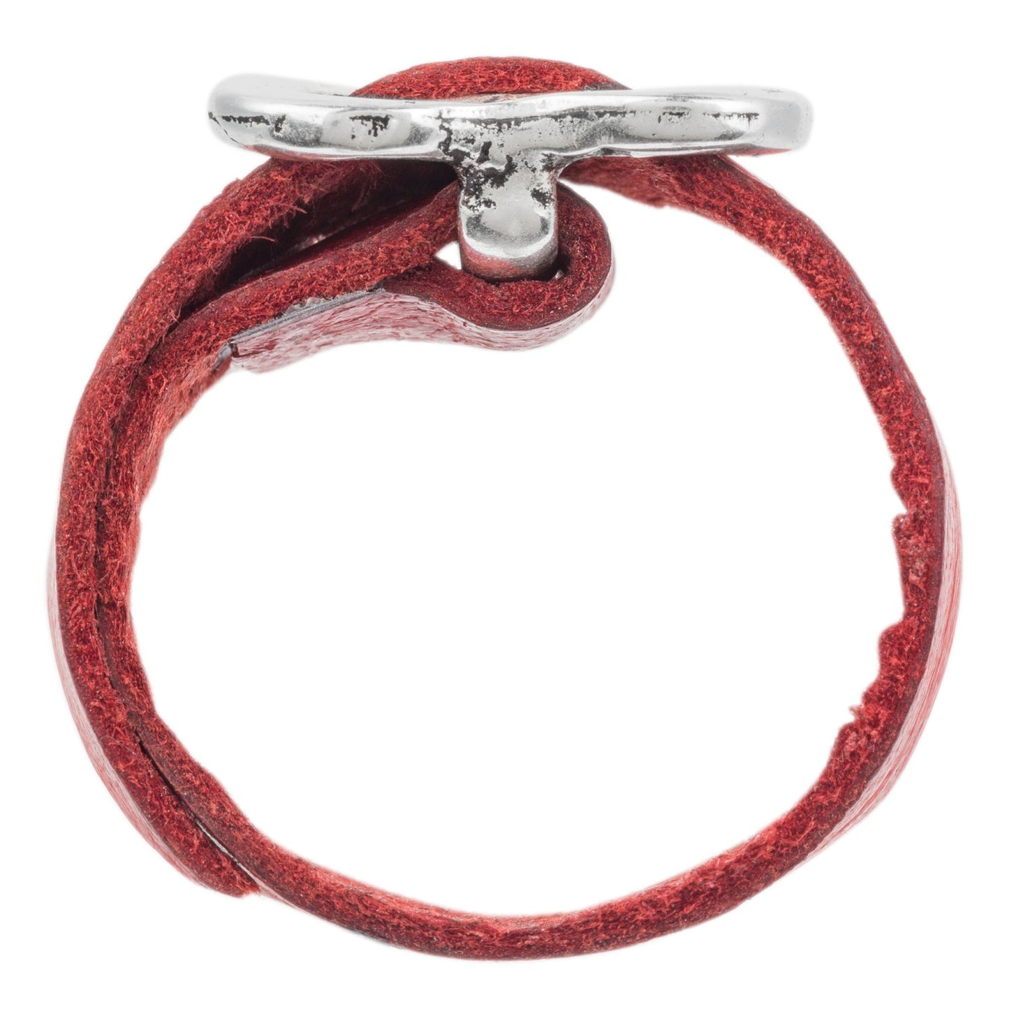 Anillo plata925 chapado piel corazón rojo