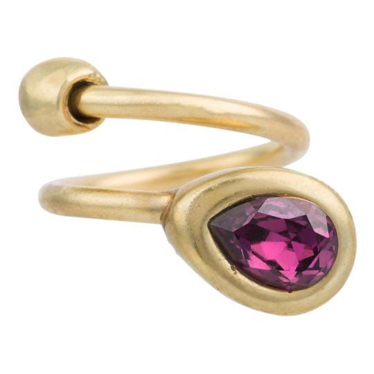Ring- Swarovski crystal teardrop amethyst gold