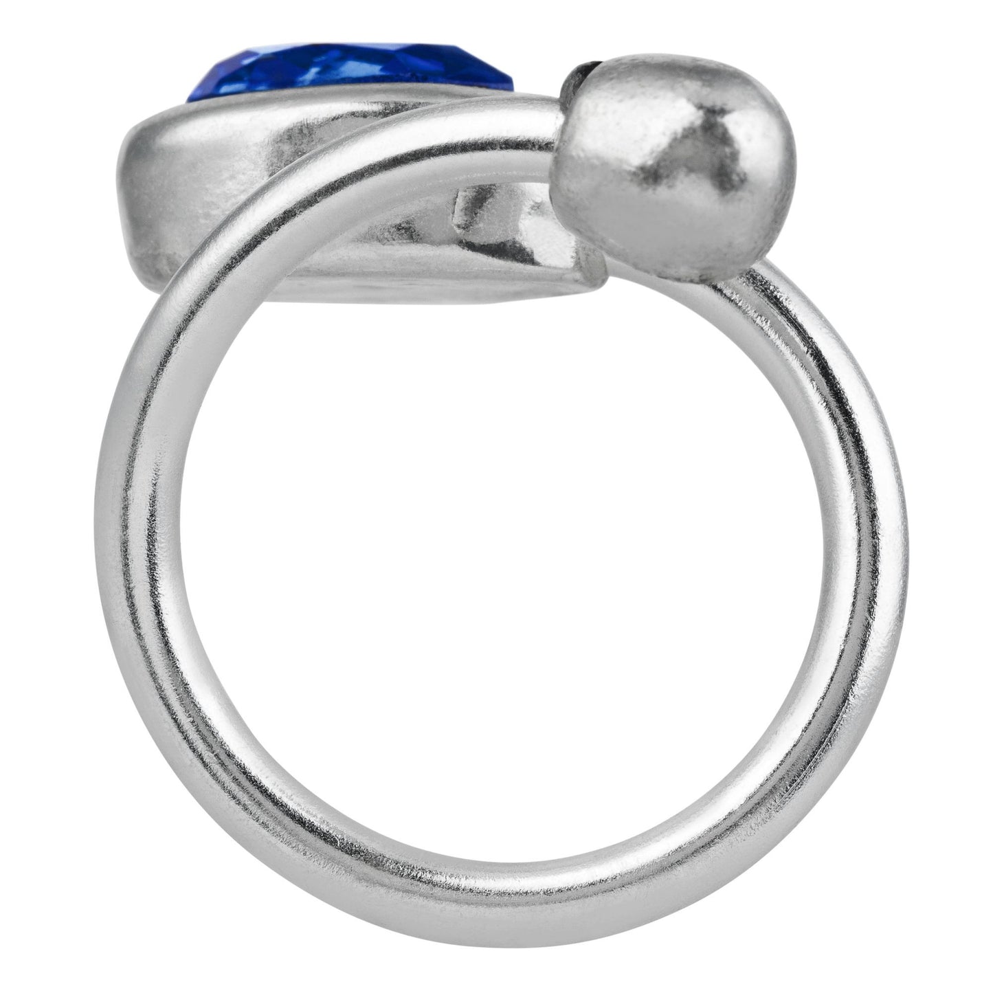 Anel-Swarovski lágrima azul prata 925 banhado