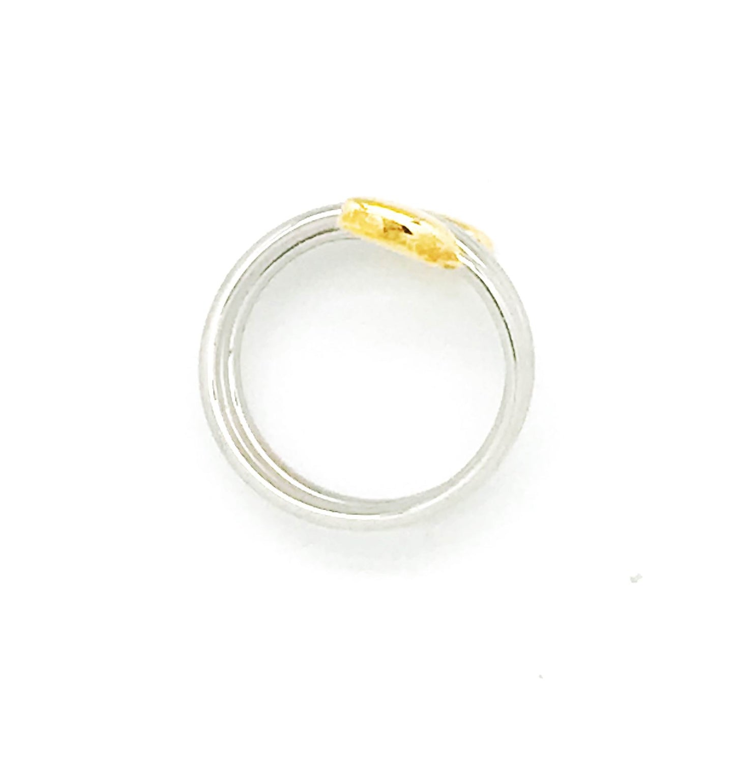 Anillo triple plata y oro ajustable espiral. acero
