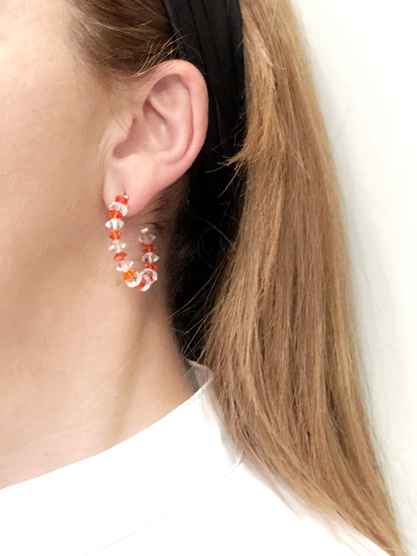 Aro-criolla plata "Space" naranja-cristal