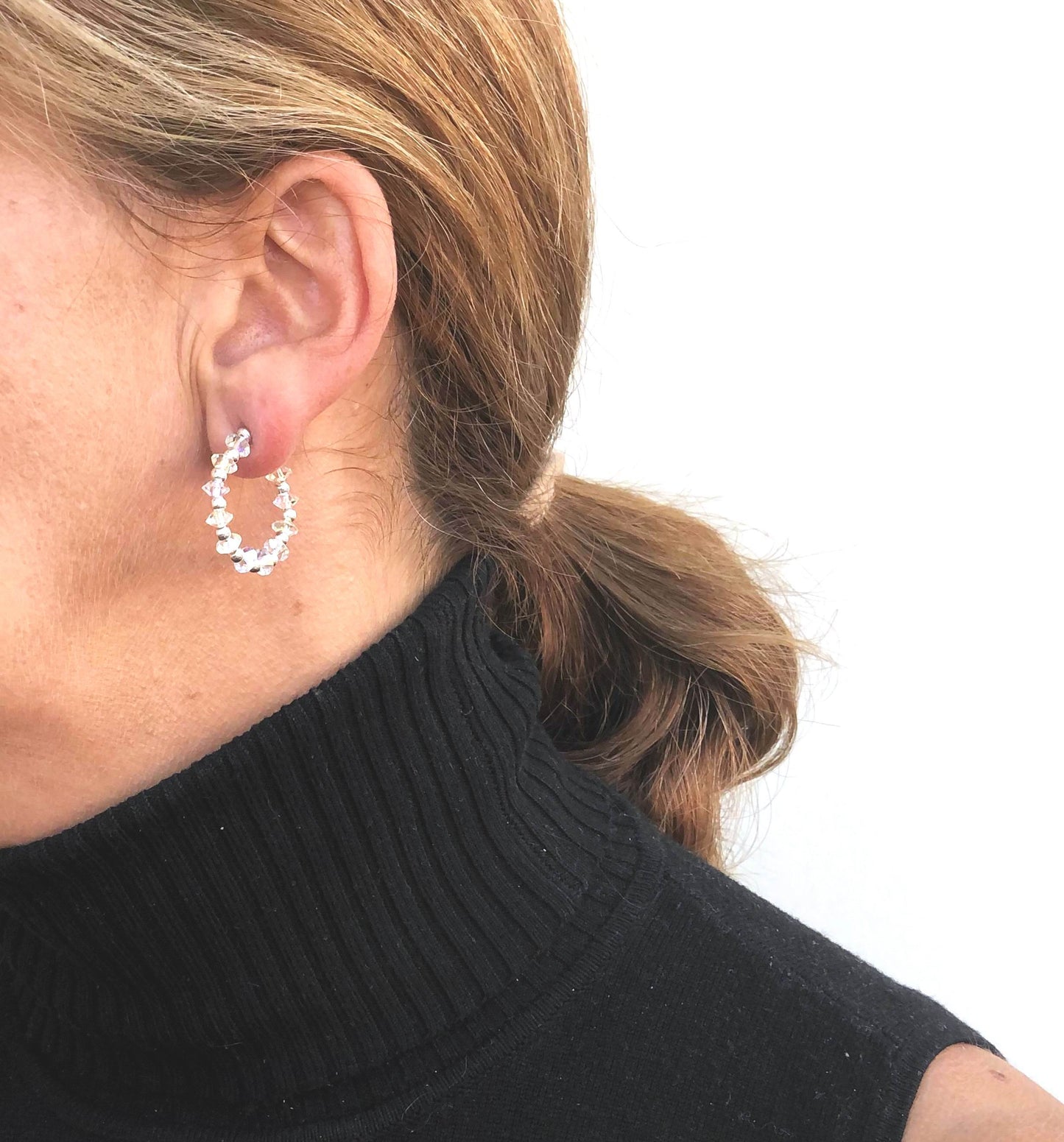 Aro criolla plata de ley y cristales Swarovski