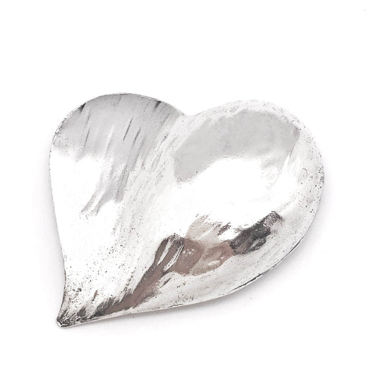 Broche corazón plata zamak chapado 7.5x6.5cm