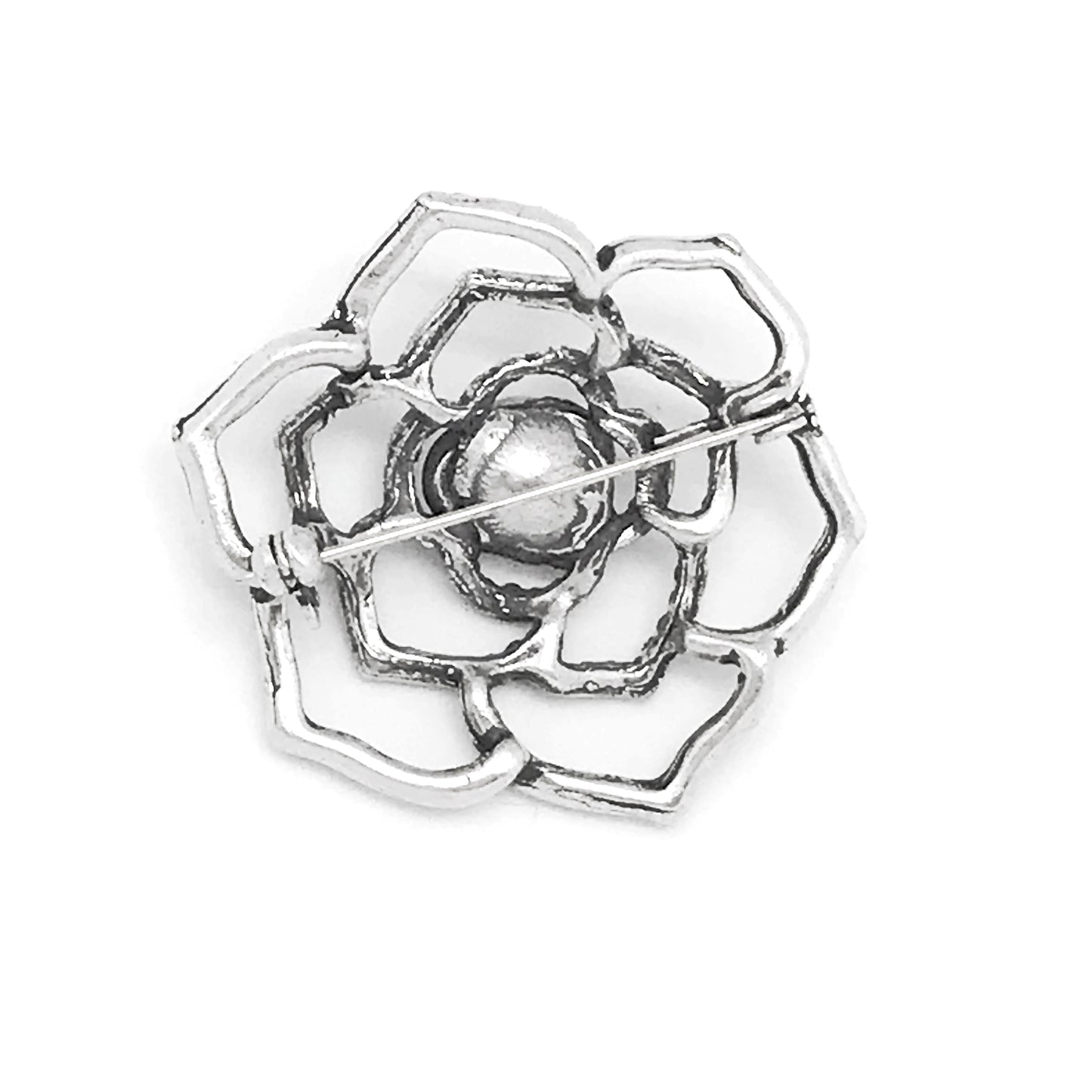Broche de cristal Swarovski, zamak banhado a prata, 4,5 cm