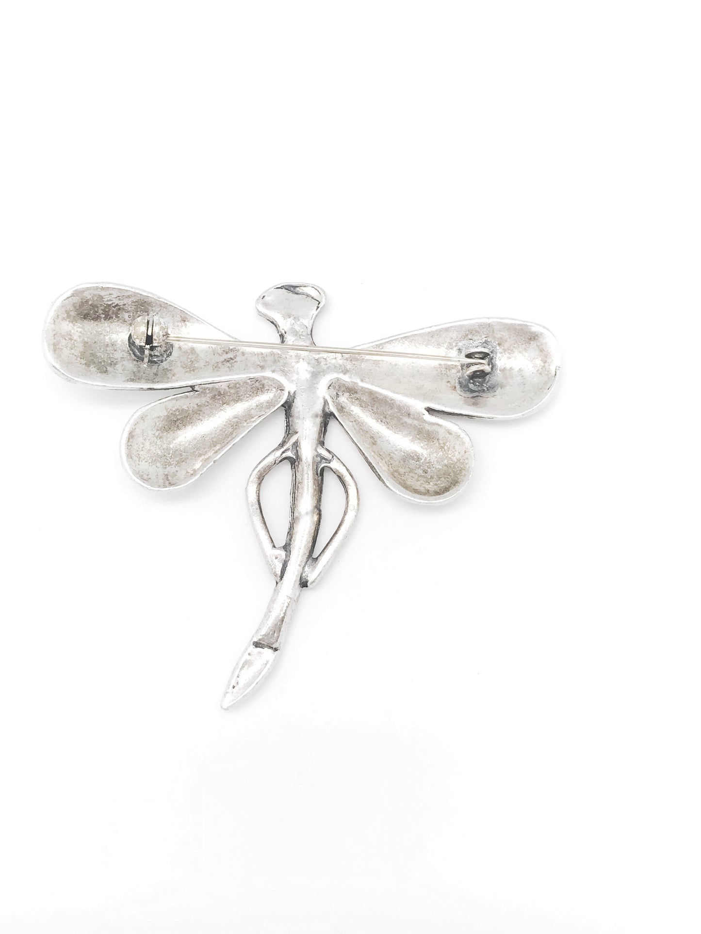 Broche libélula plata zamak chapado 6.5x8 cm